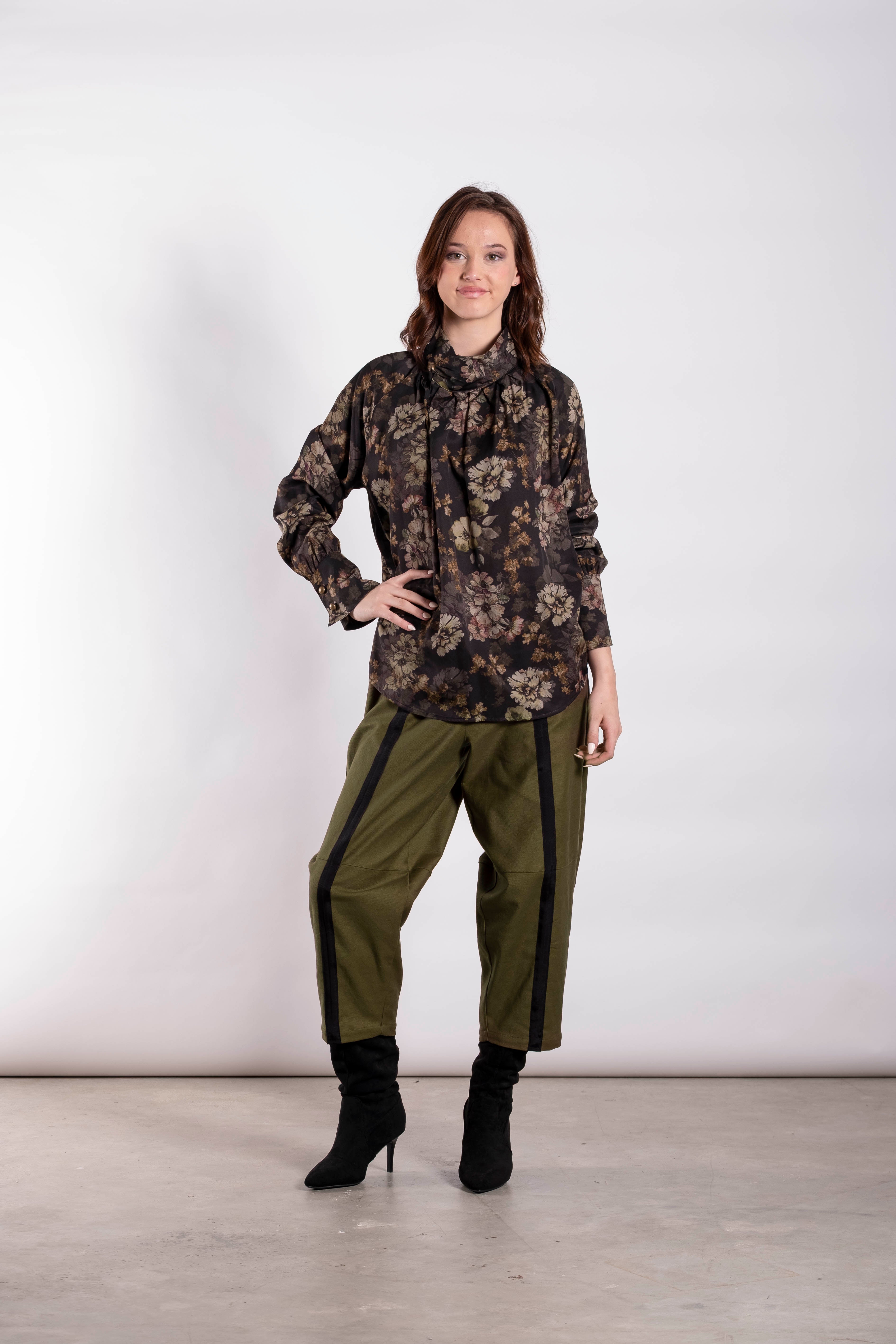 High Neck Blouse Antique Meadow