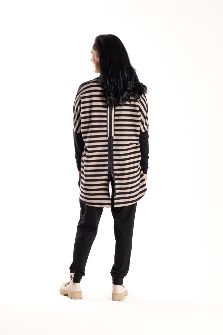 Relaxed Top Taupe Stripe