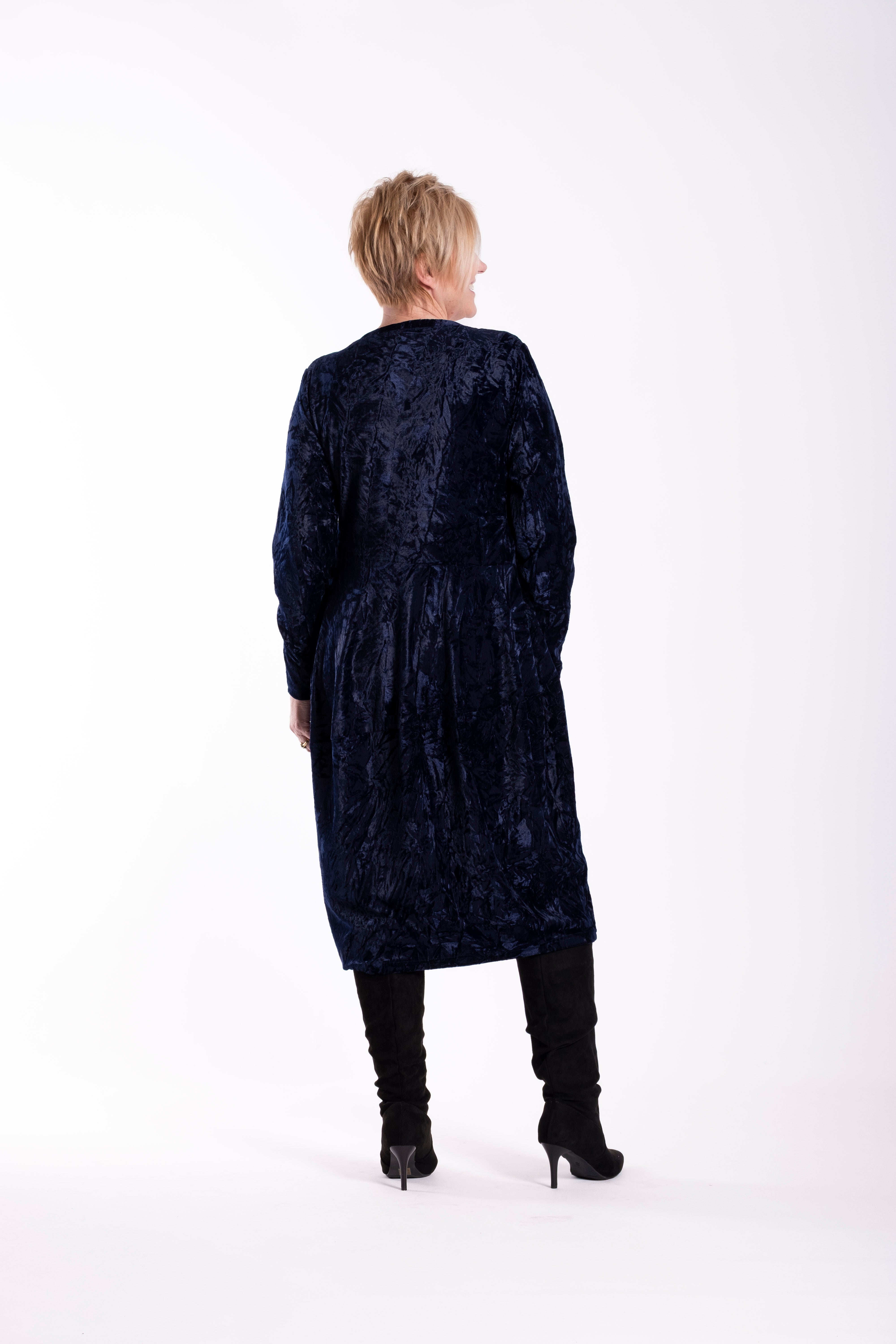 Chelsie Dress Lux Crushed Navy Velvet