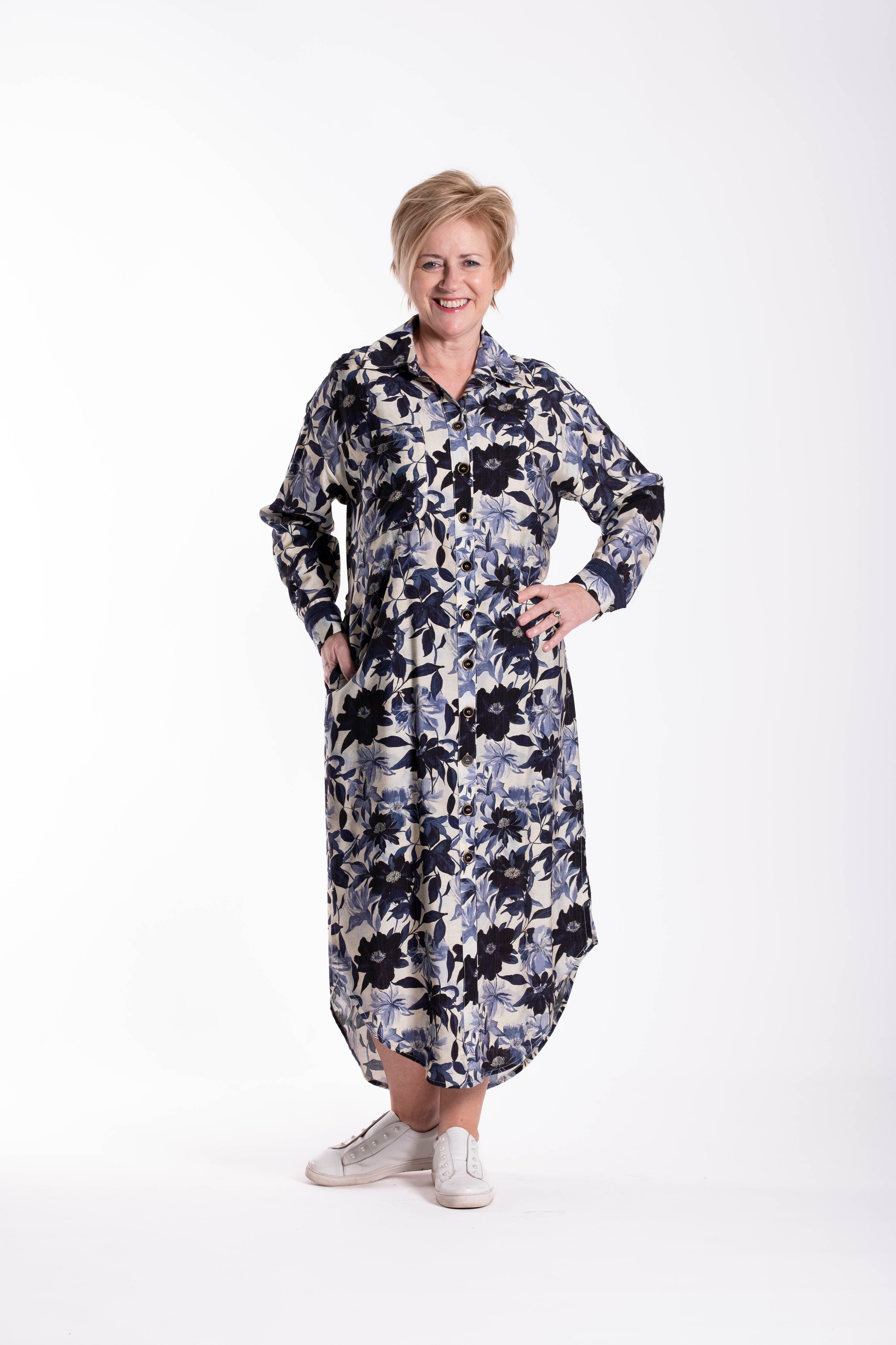 Long Shirt Dress Midnight Porcelain
