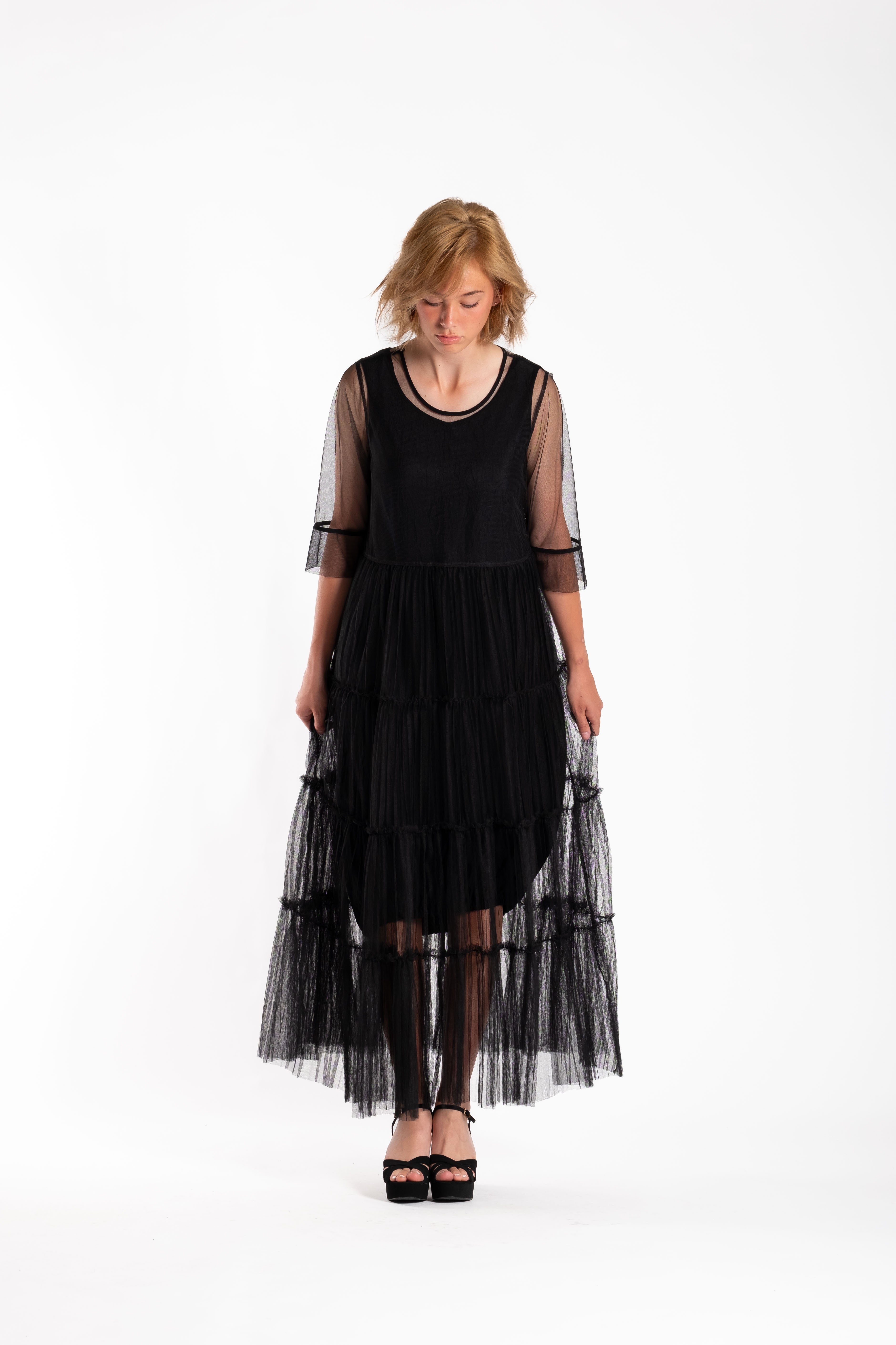 4 Tiered Dress Black