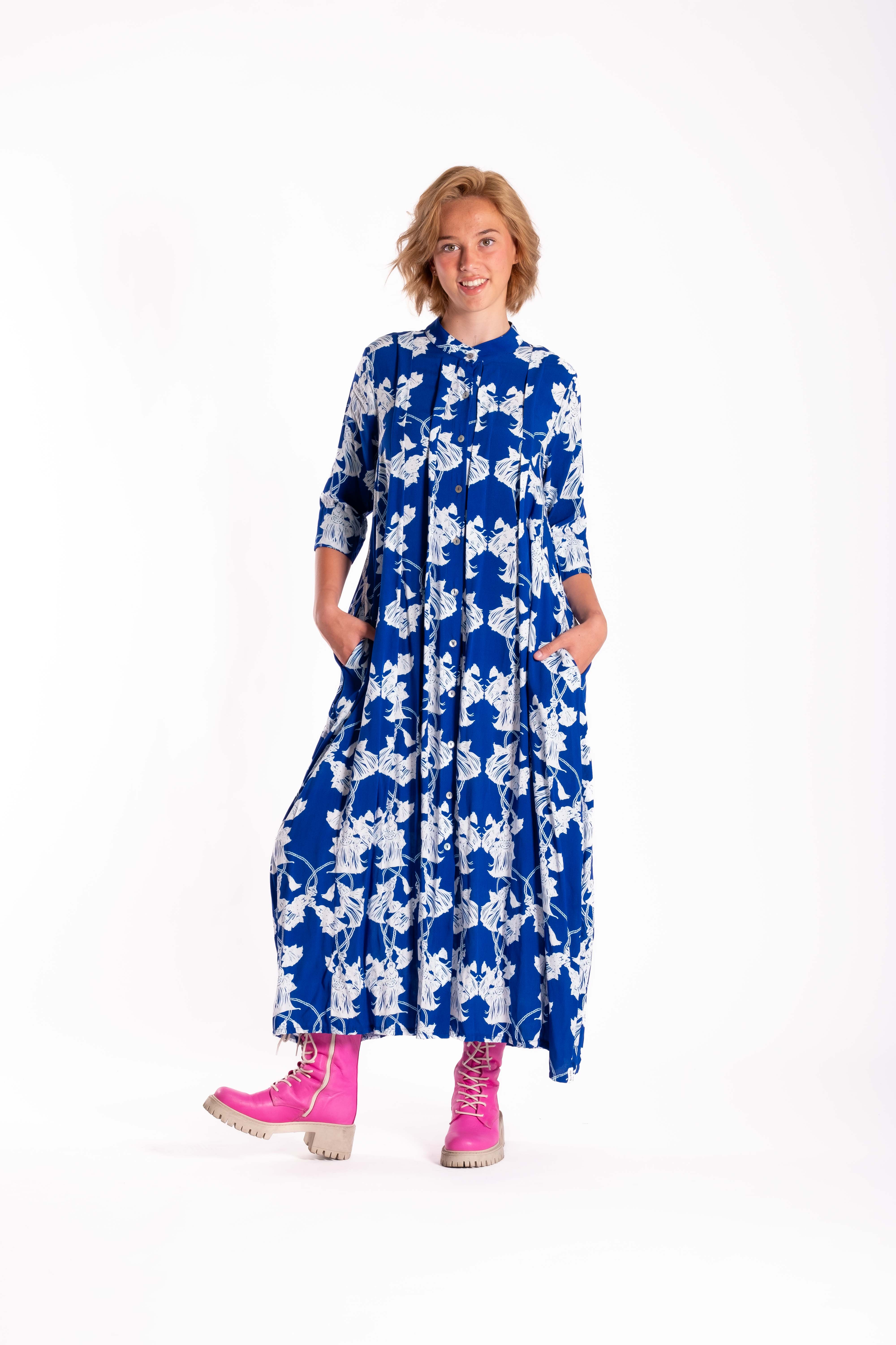 French Me Dress Cobalt Tassles
