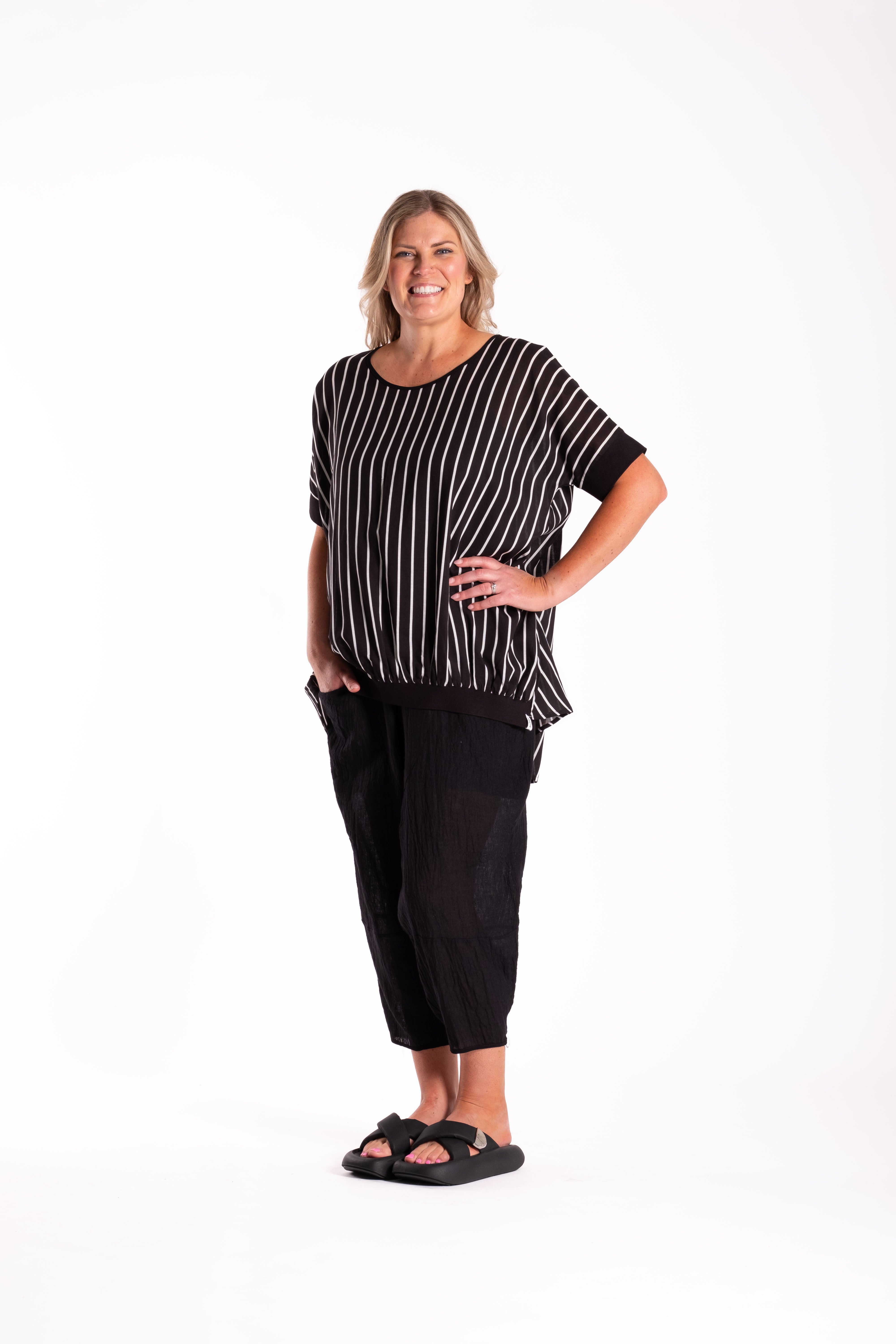 Leese Top Black/White Stripe