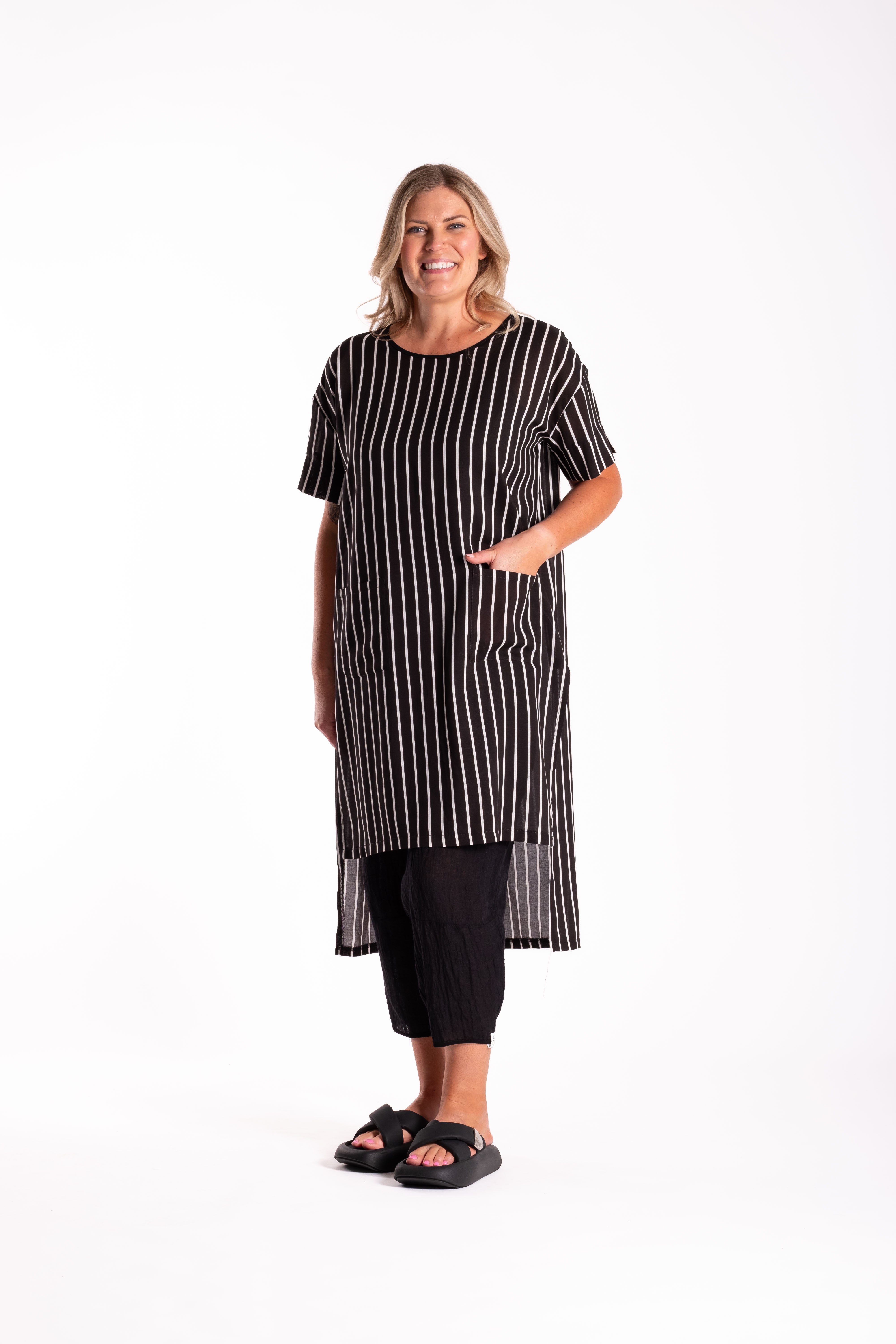 Burke Tunic Black/White Stripe