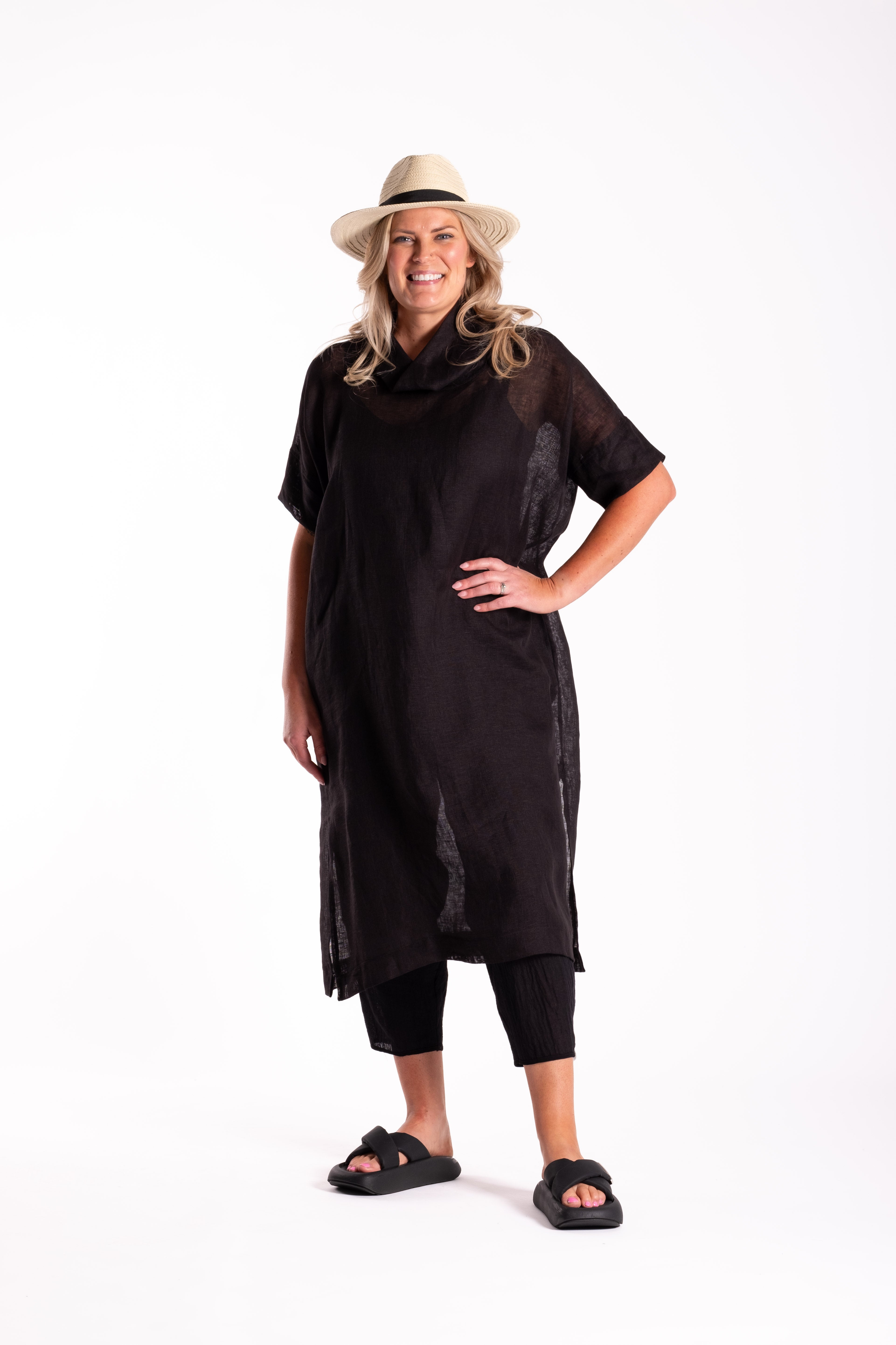 Primative Dress Black Linen