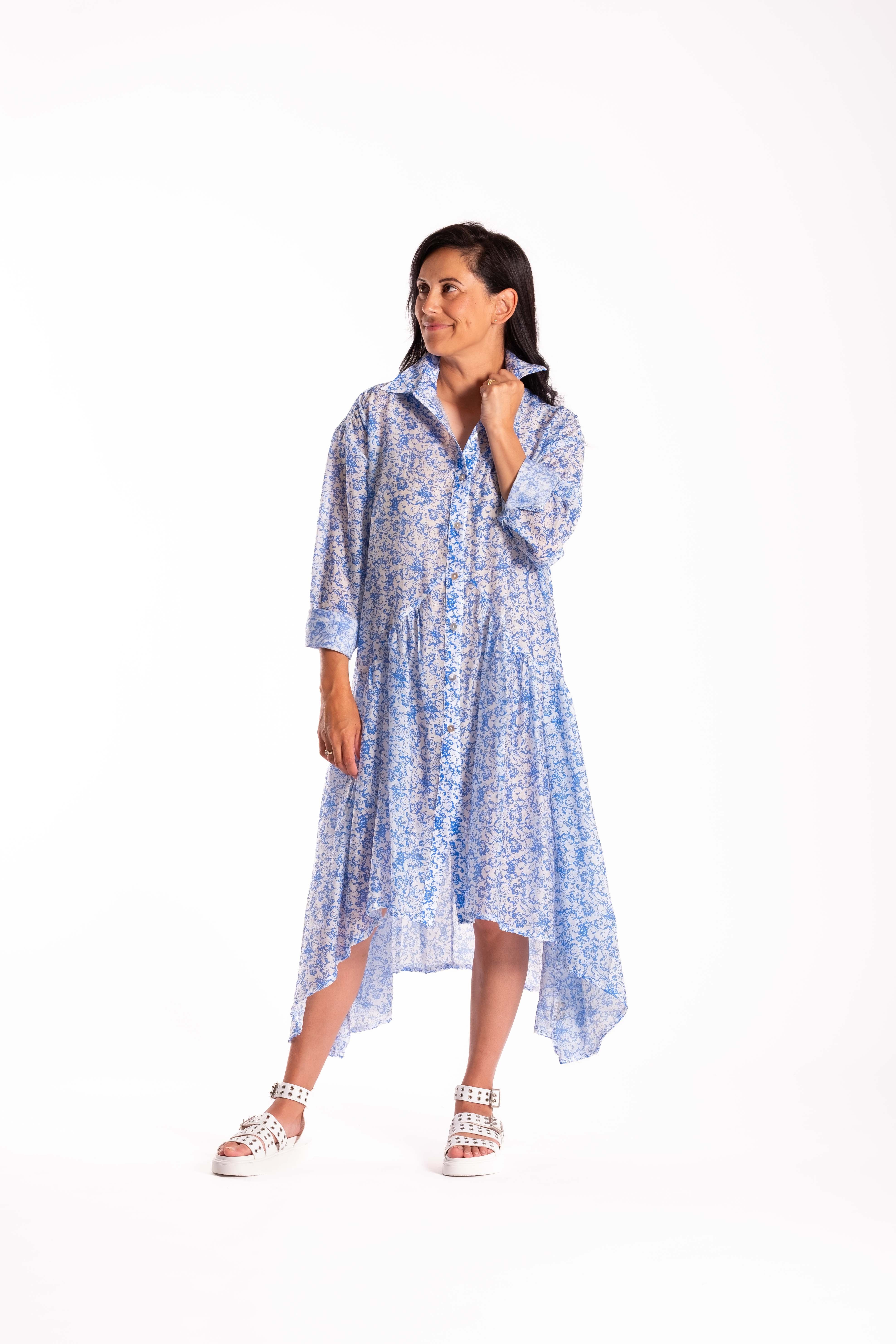 Empire Shirt Dress French Blue