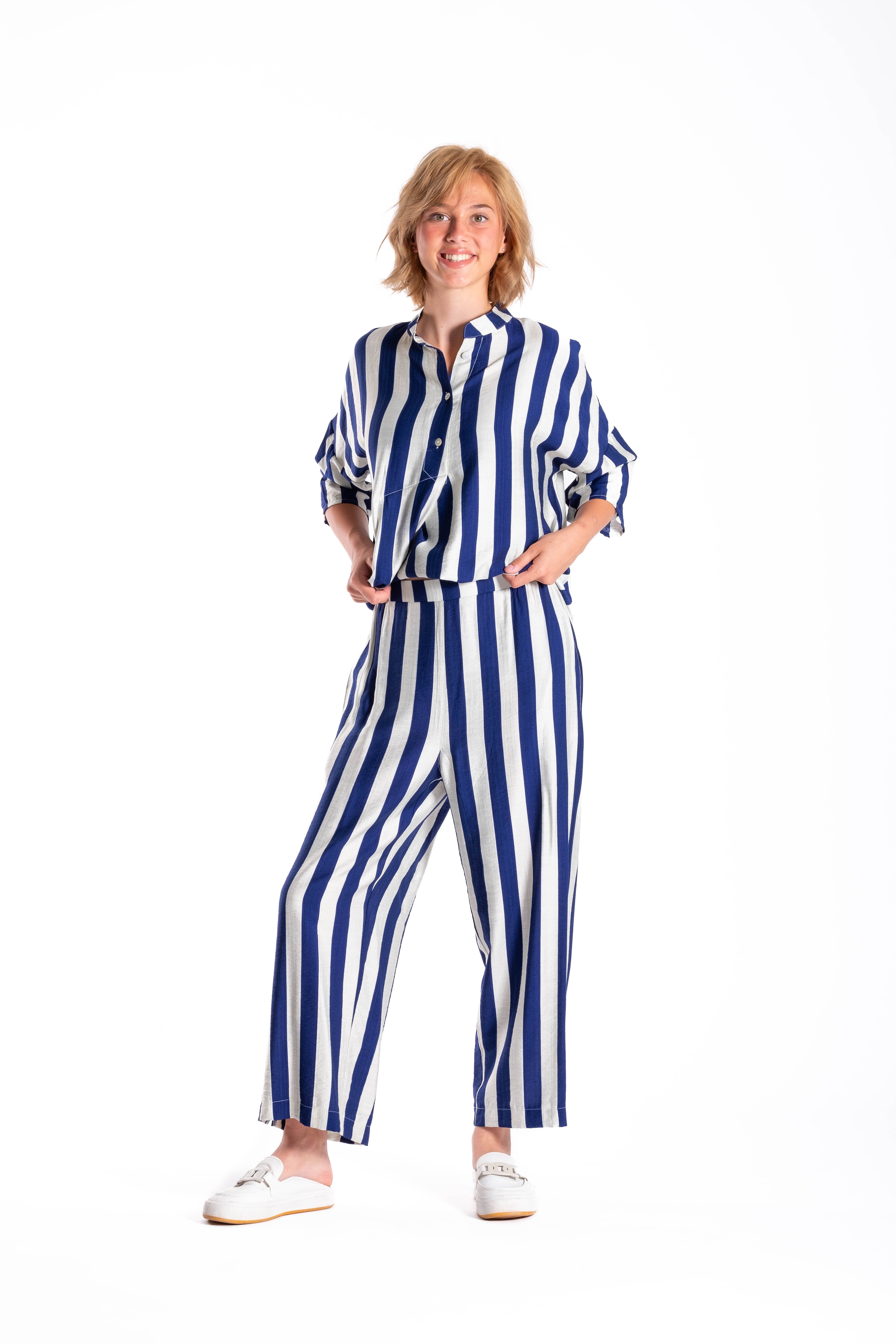 Jellicoe Wide Leg Pants Blue/White Stripe