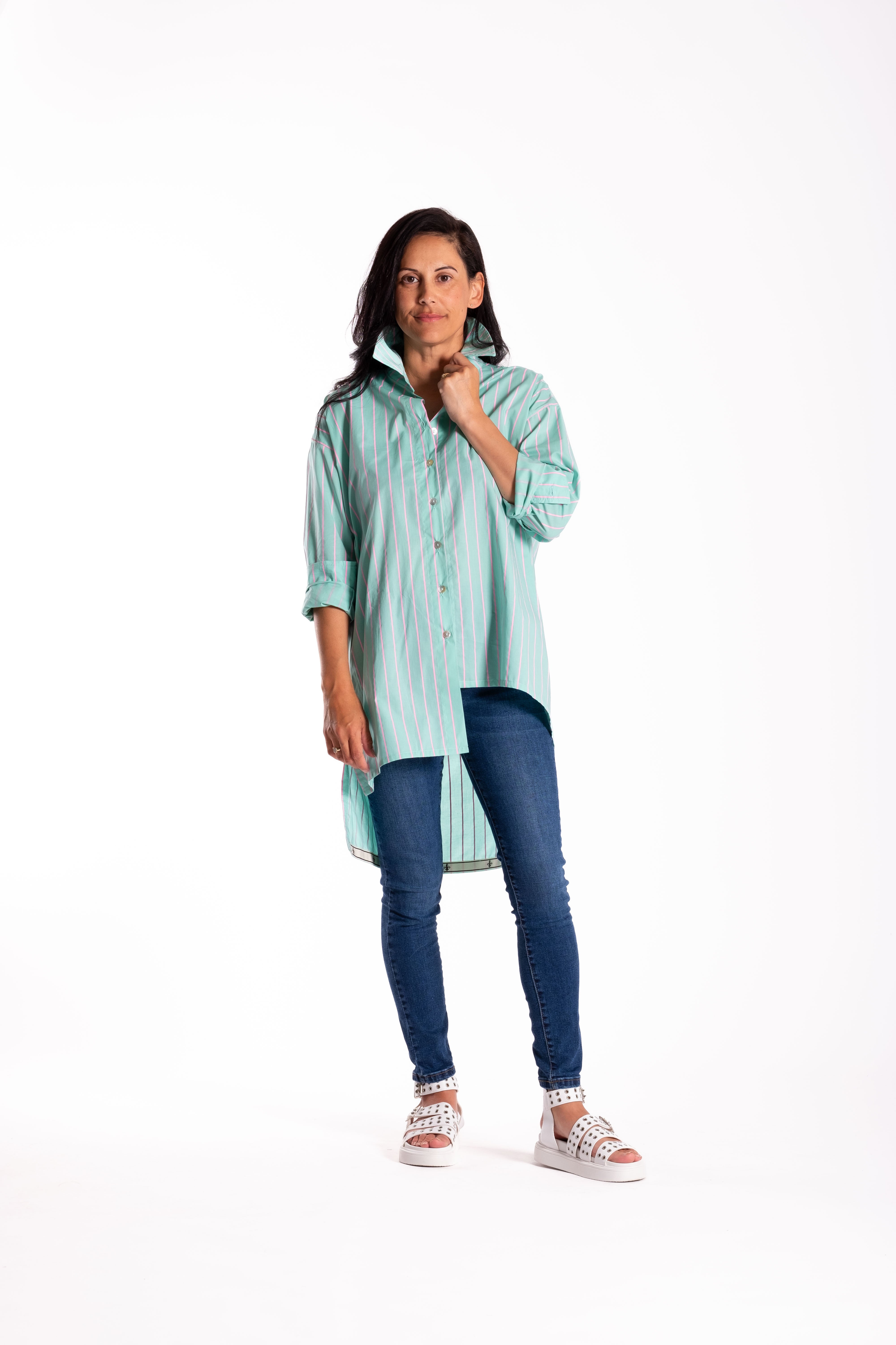 Professor Shirt Mint/Pink Stripe