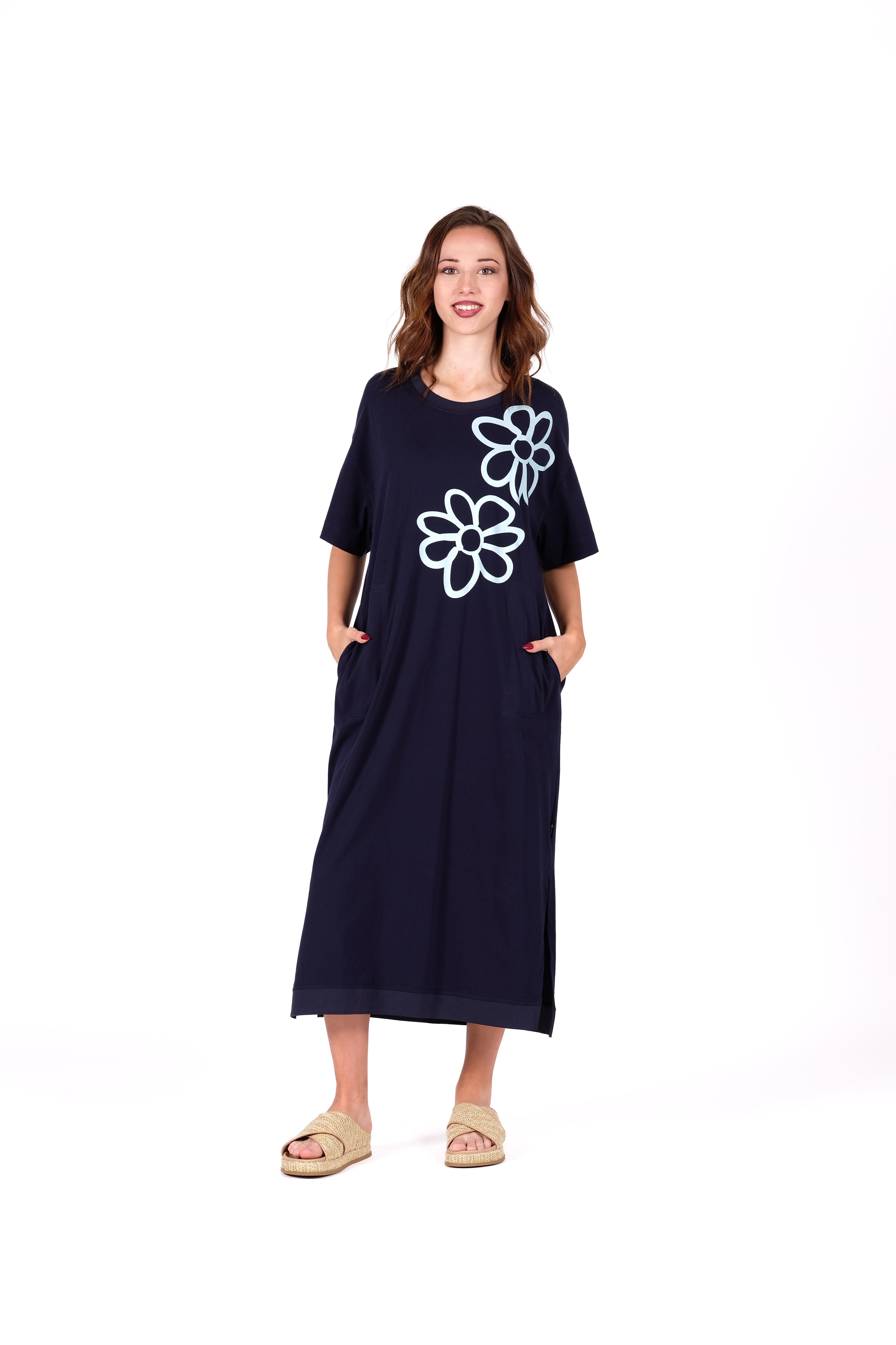 Evie Dress Navy Flower