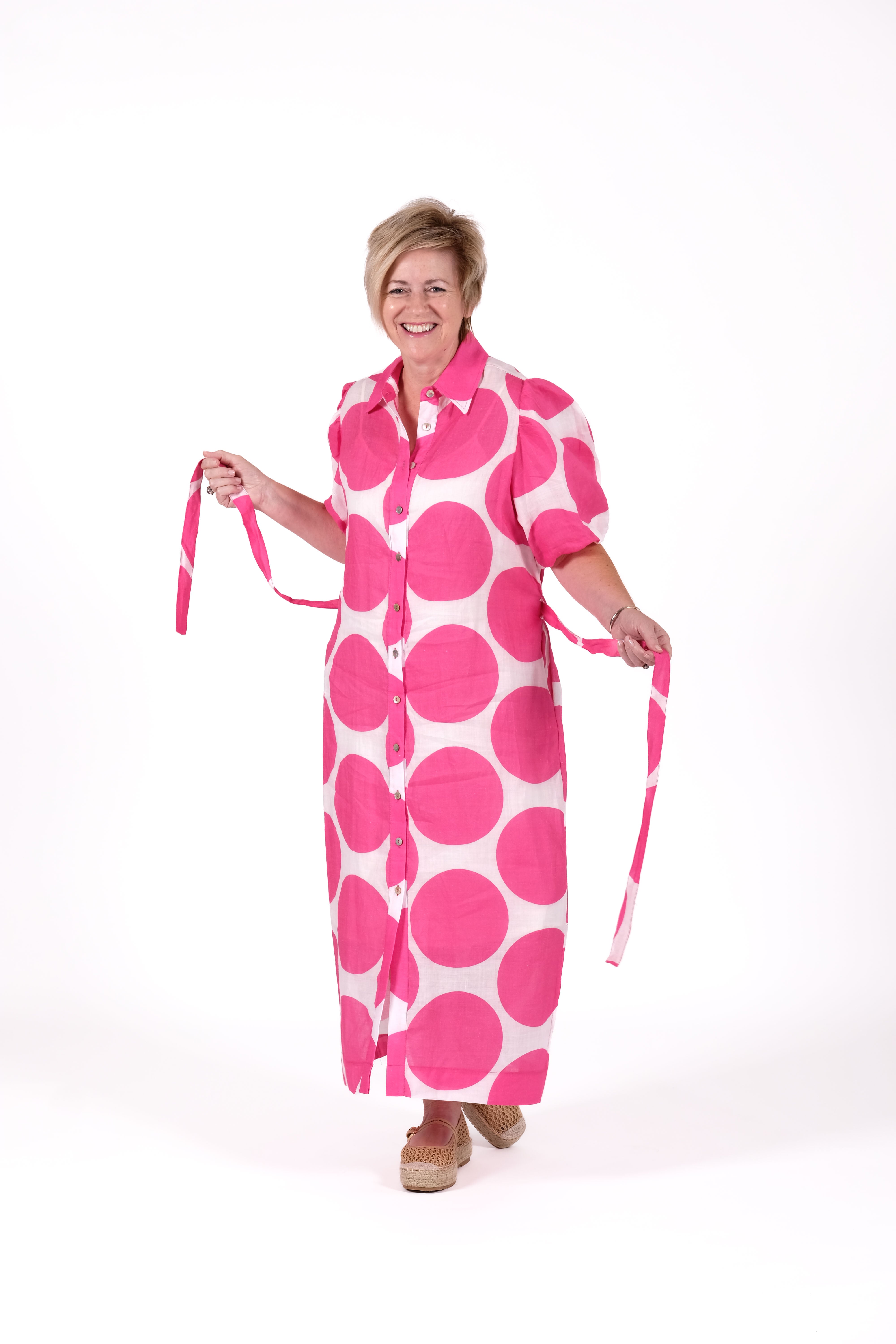 Long Shirt Dress Pink Spot