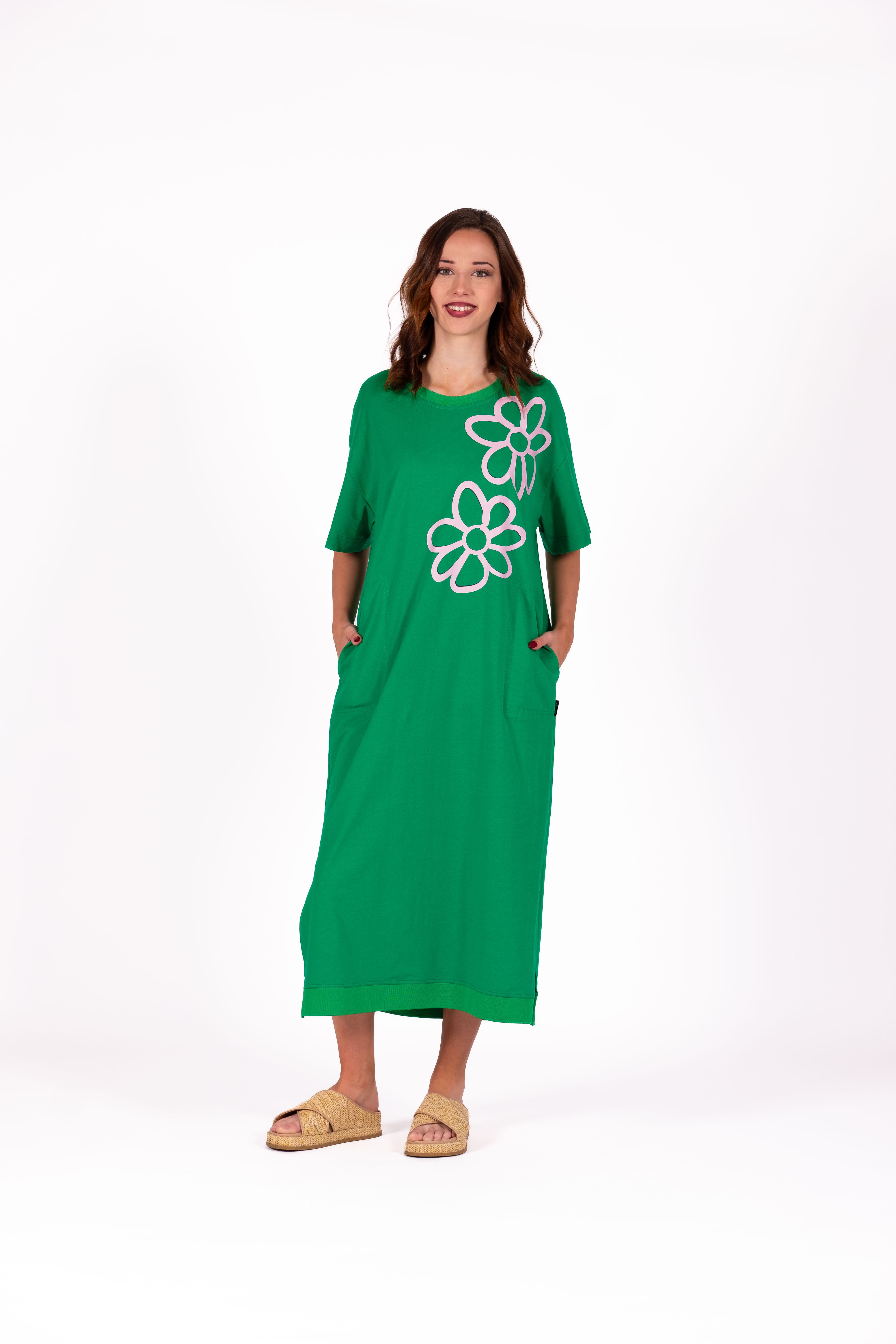 Evie Dress Green Flower