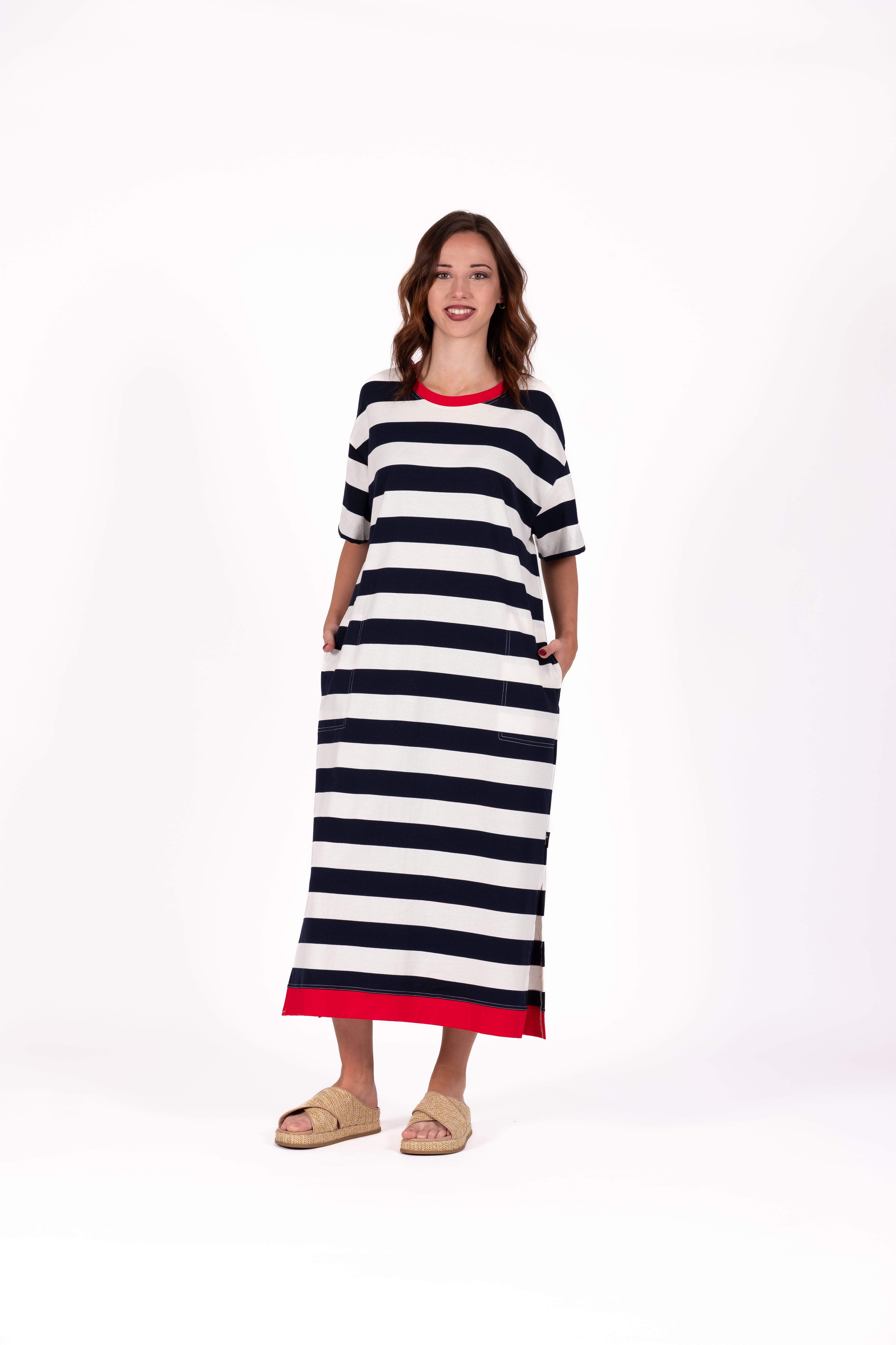 Evie Dress Navy Stripe