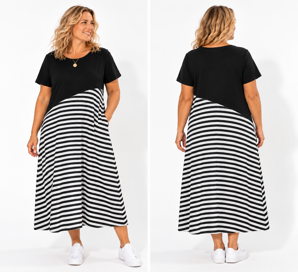 Brinley Dress Black/White Stripe