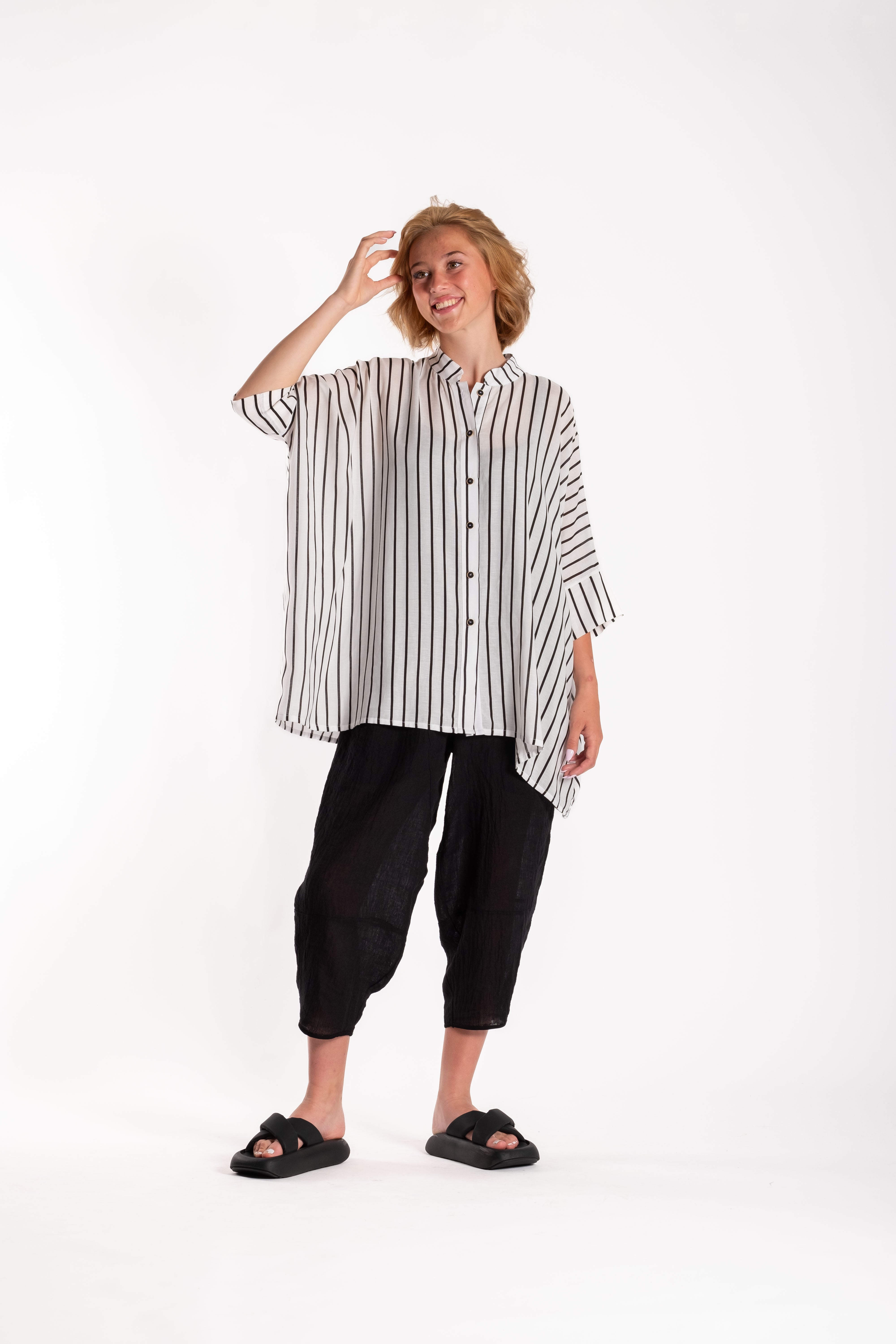 Sasha Shirt White/Black Stripe