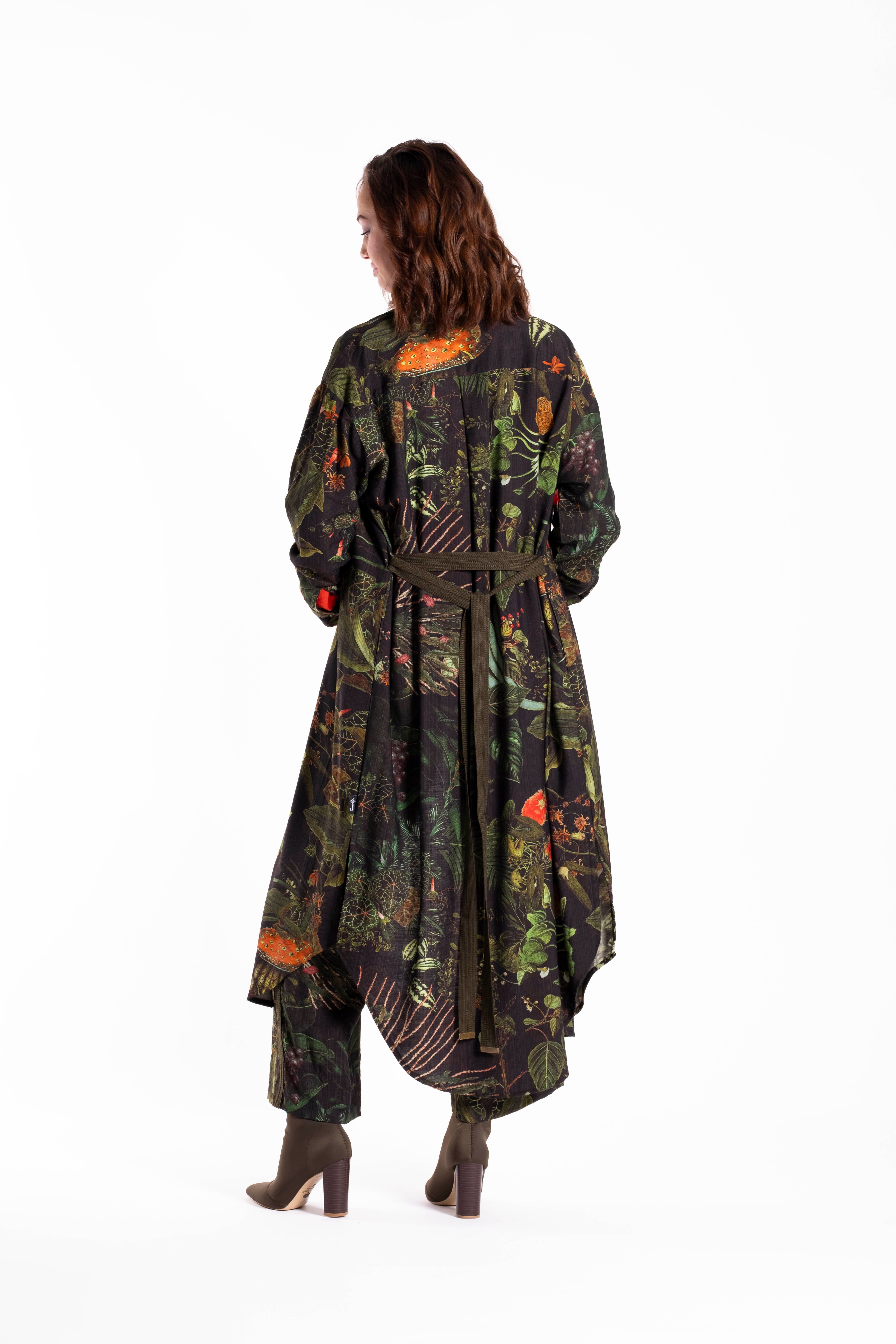 Long Shirt Dress Green Foliage