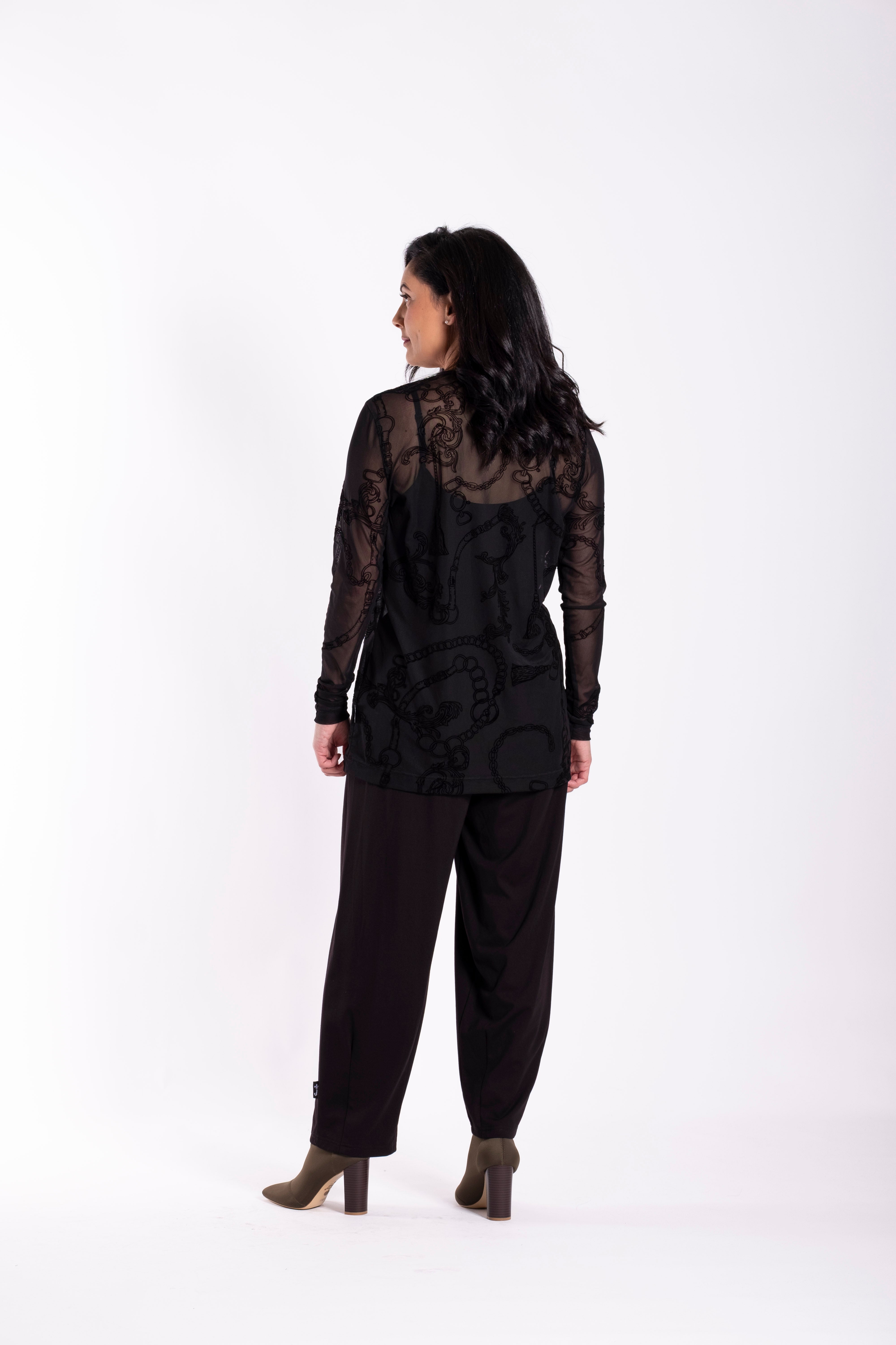 Non-Turtle Top Tassles & Chains Black