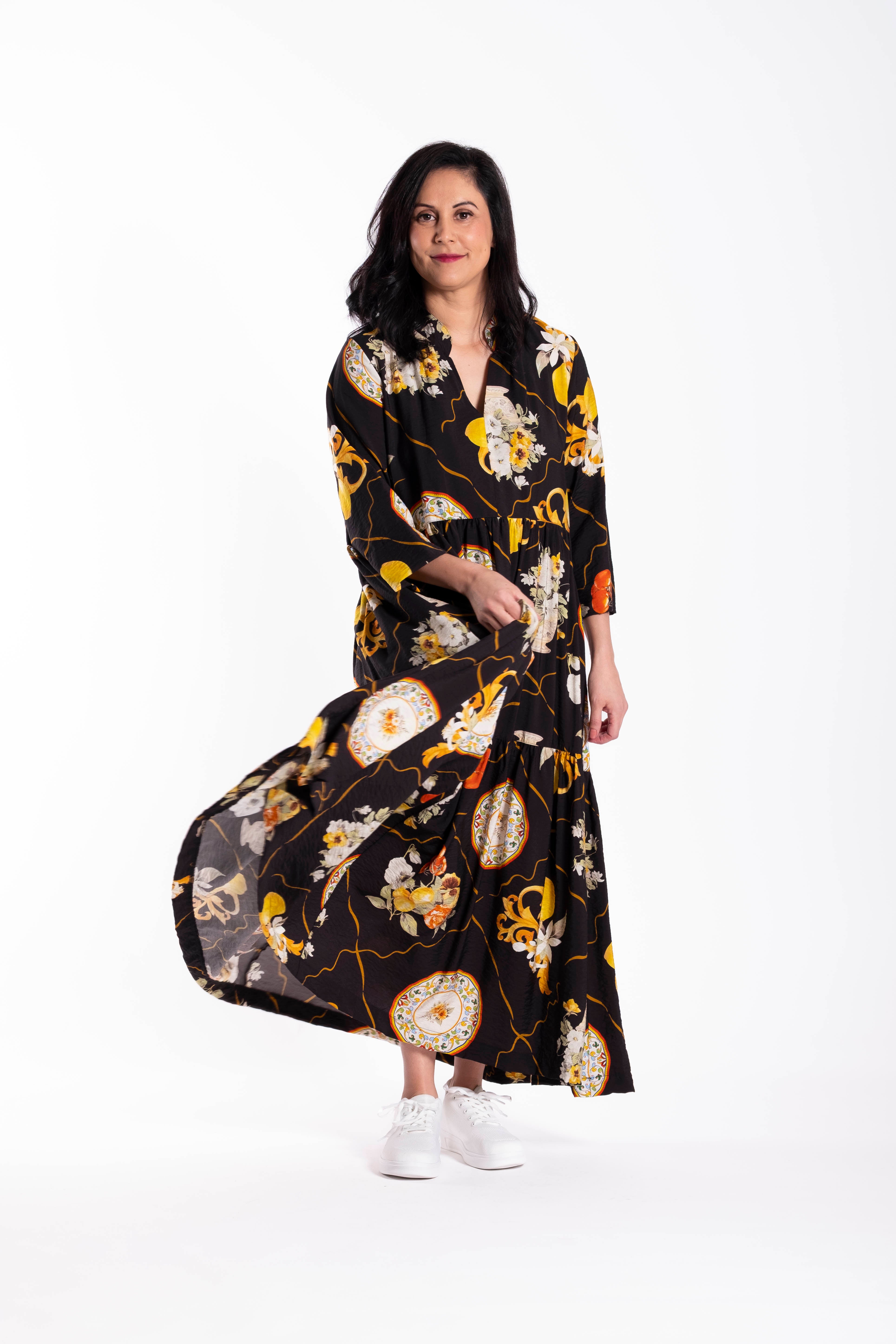 Collar Tiered Dress Plate Me Up