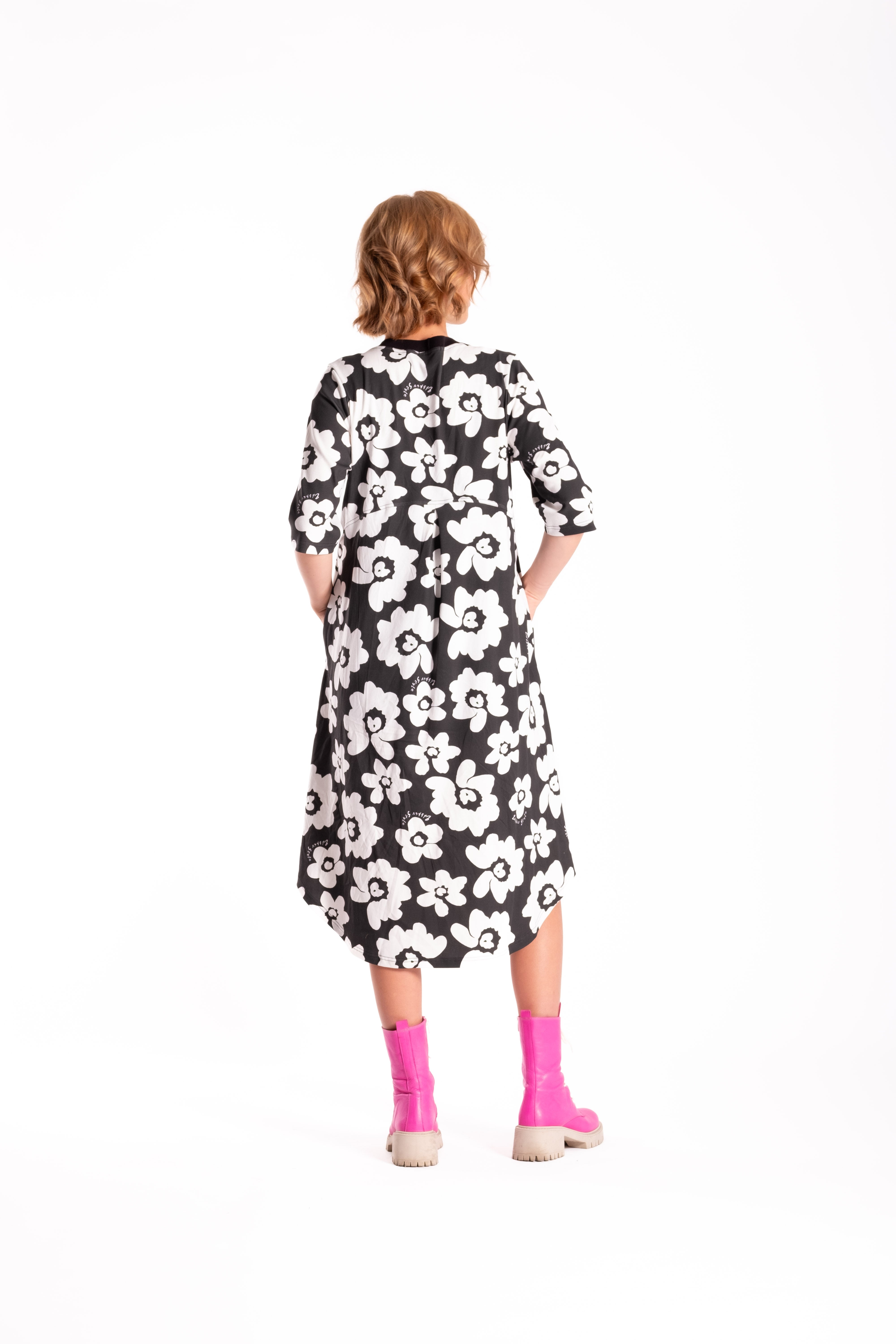 Simone Dress Black & White Floral