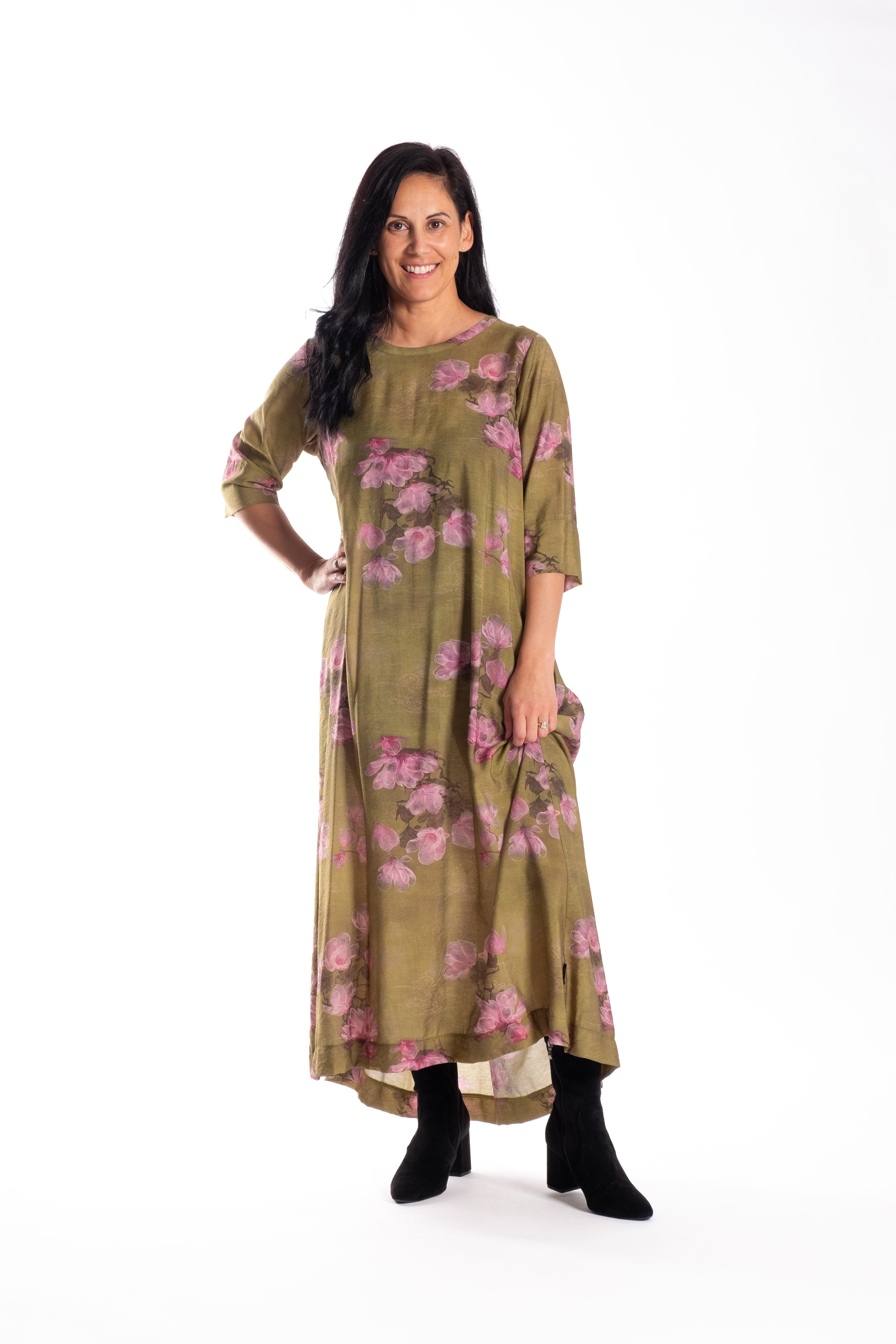Pleat Back Dress Pink Magnolia