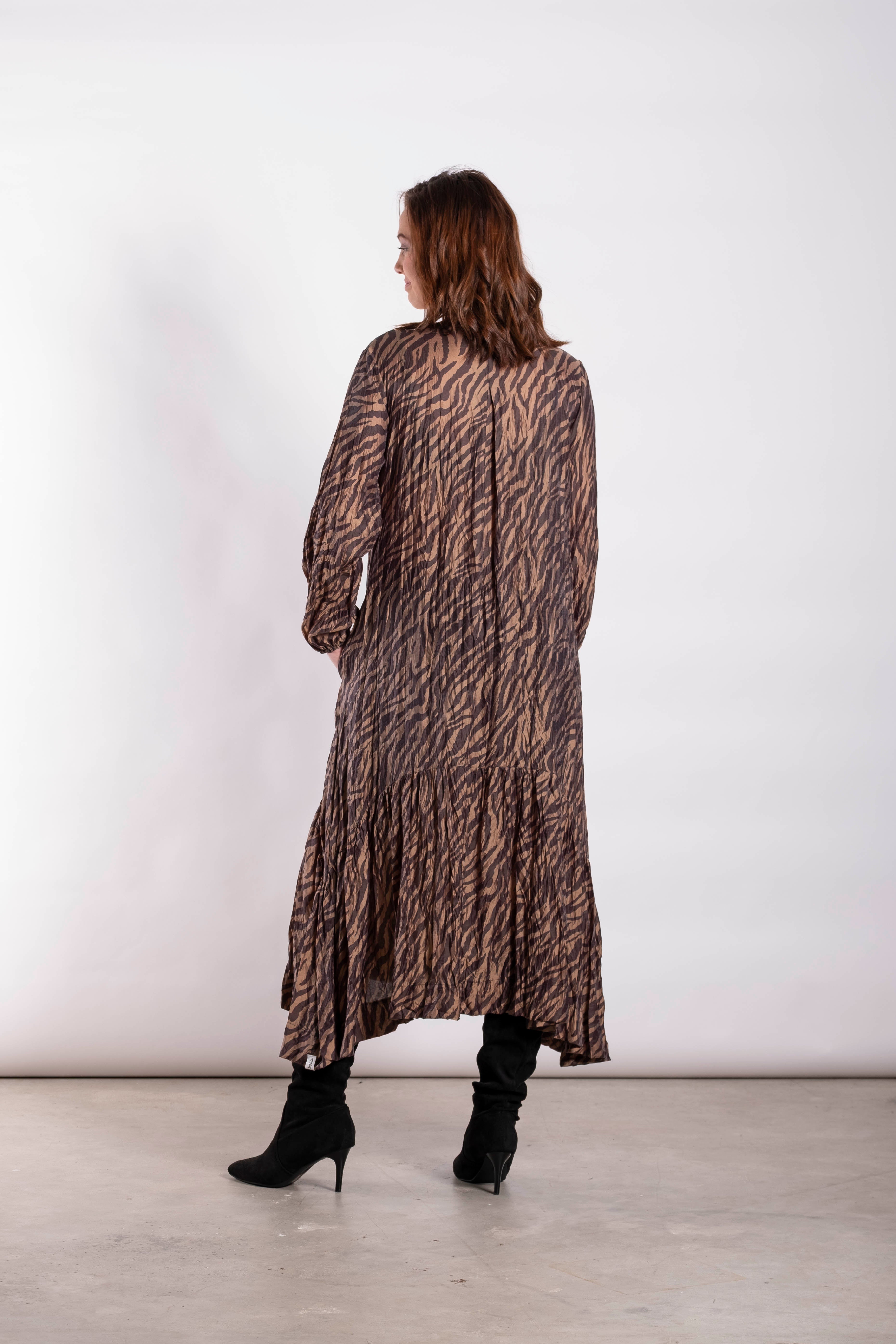 Scoop Gathered Dress Bronze Tiger