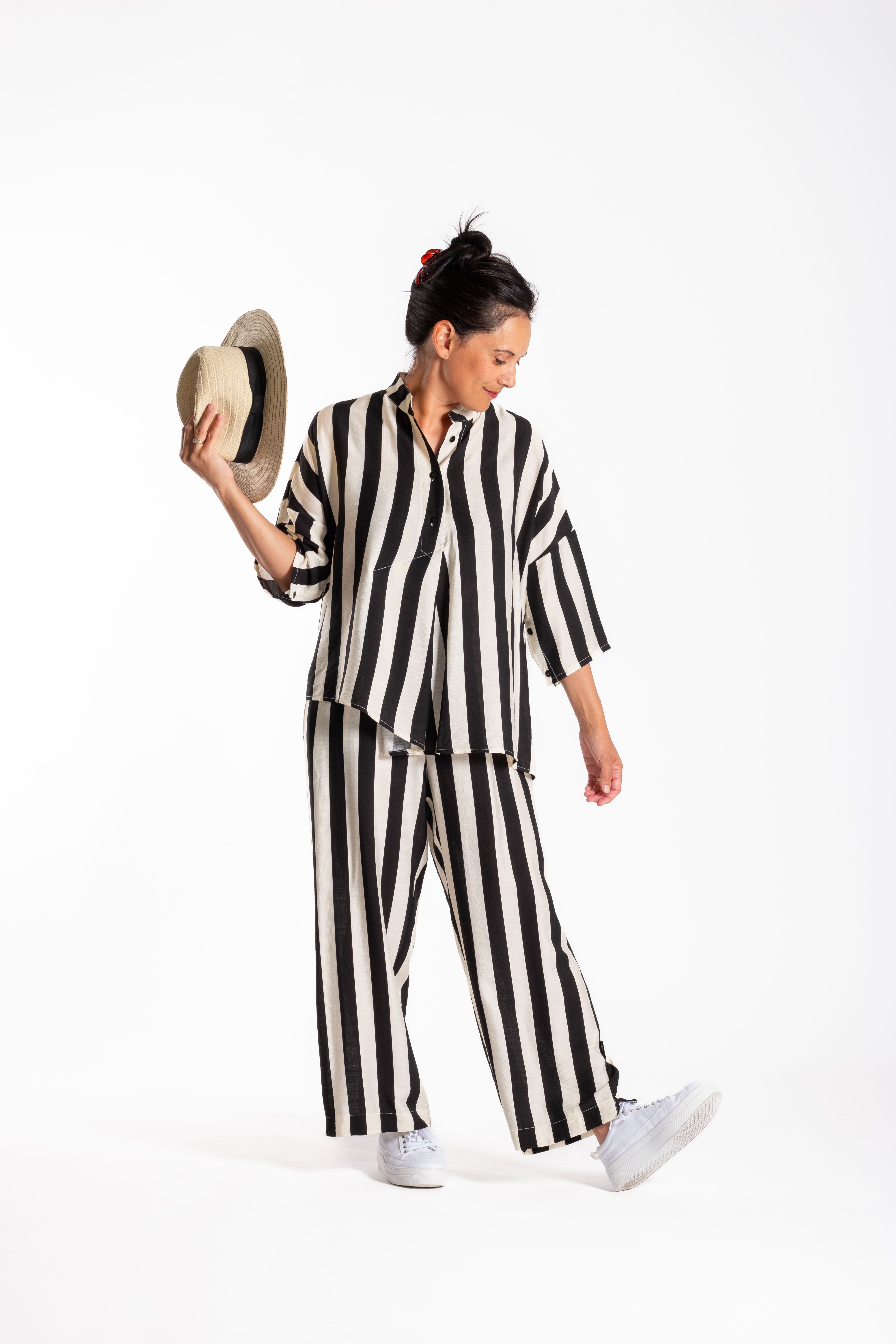 Jellicoe Wide Leg Pants Black Stripe