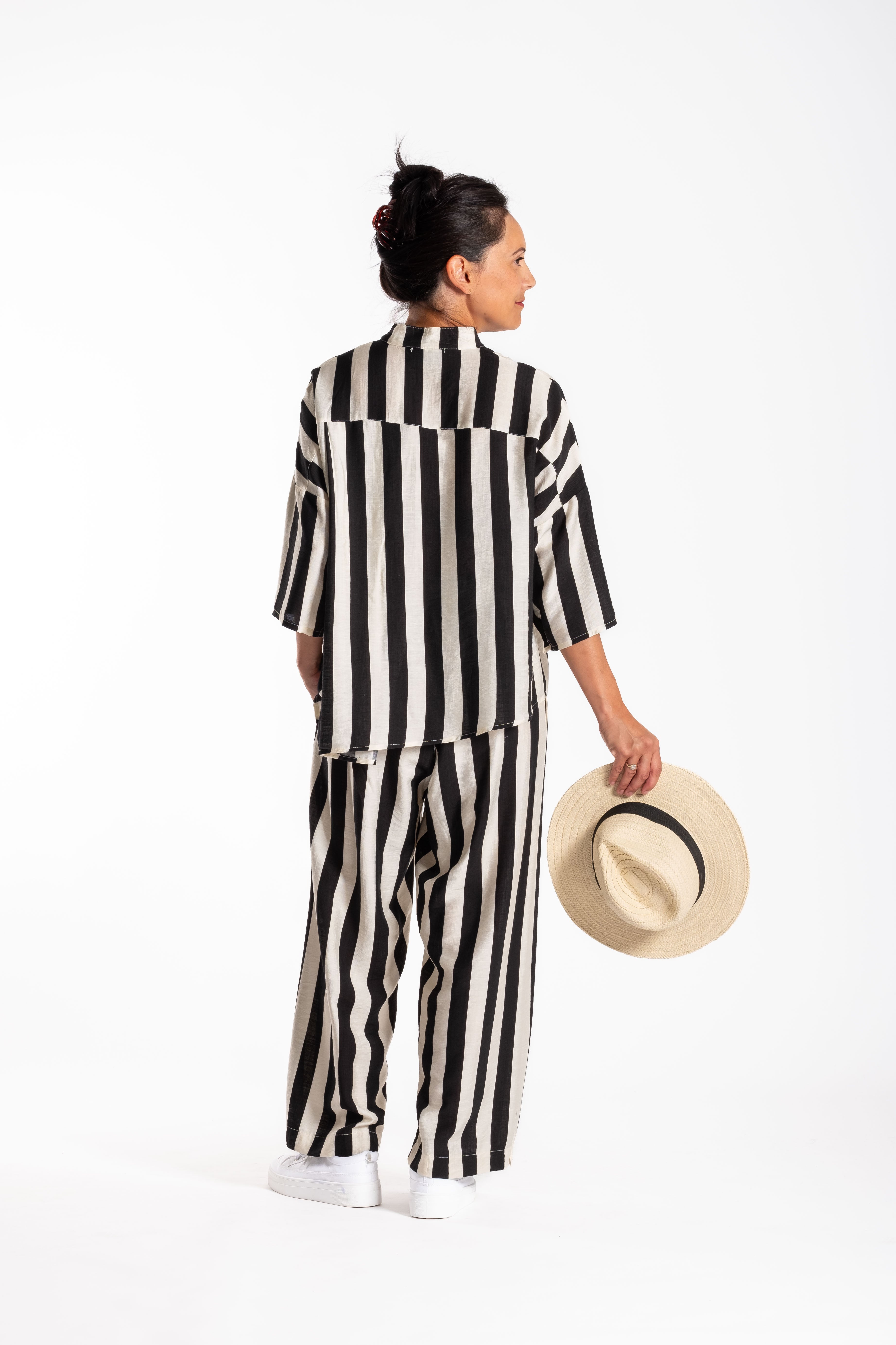 Jellicoe Wide Leg Pants Black Stripe