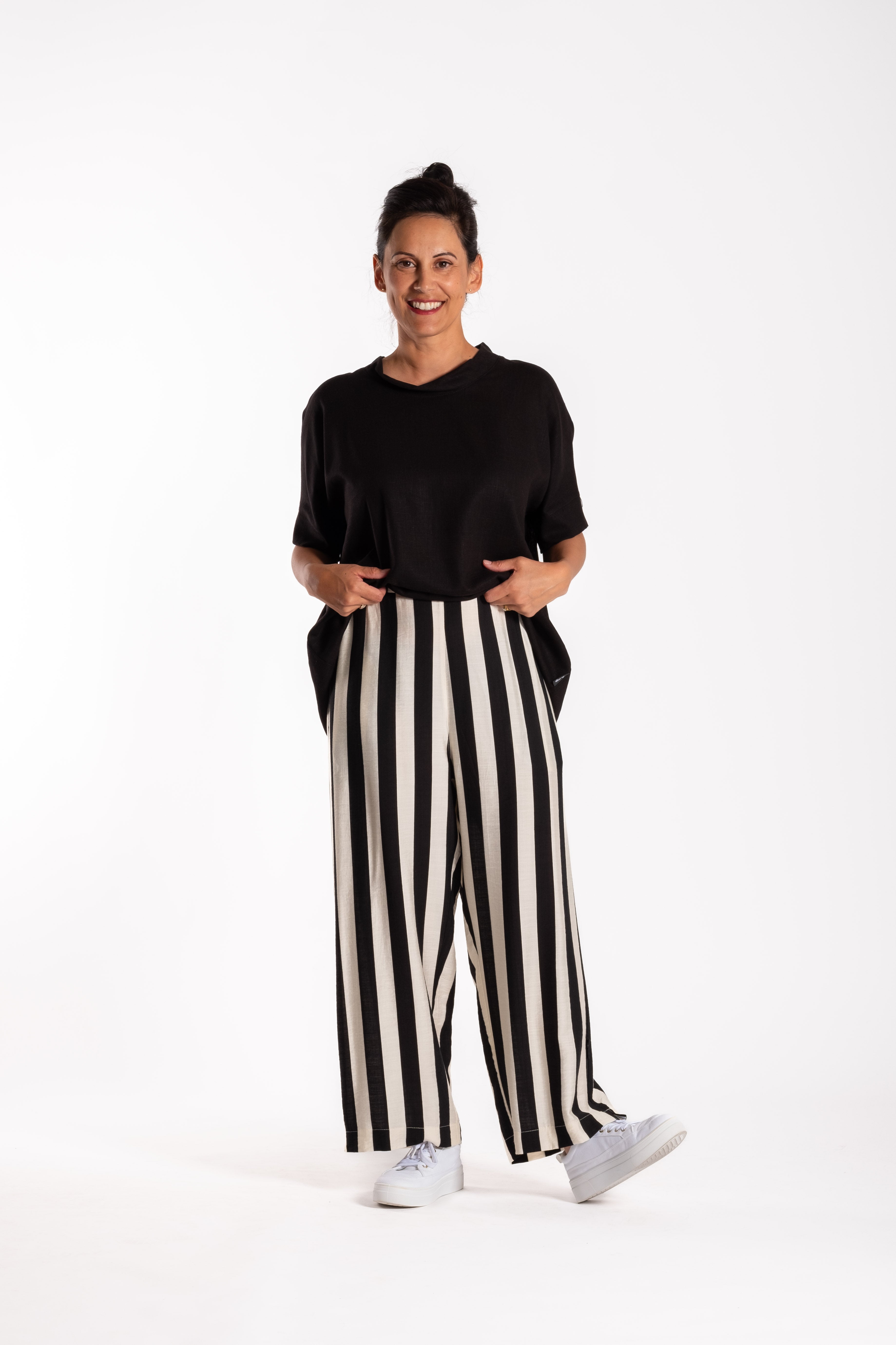 Jellicoe Wide Leg Pants Black Stripe