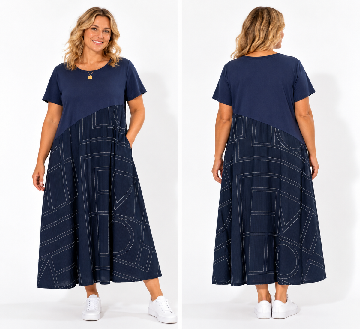 Brinley Dress Navy Geometric