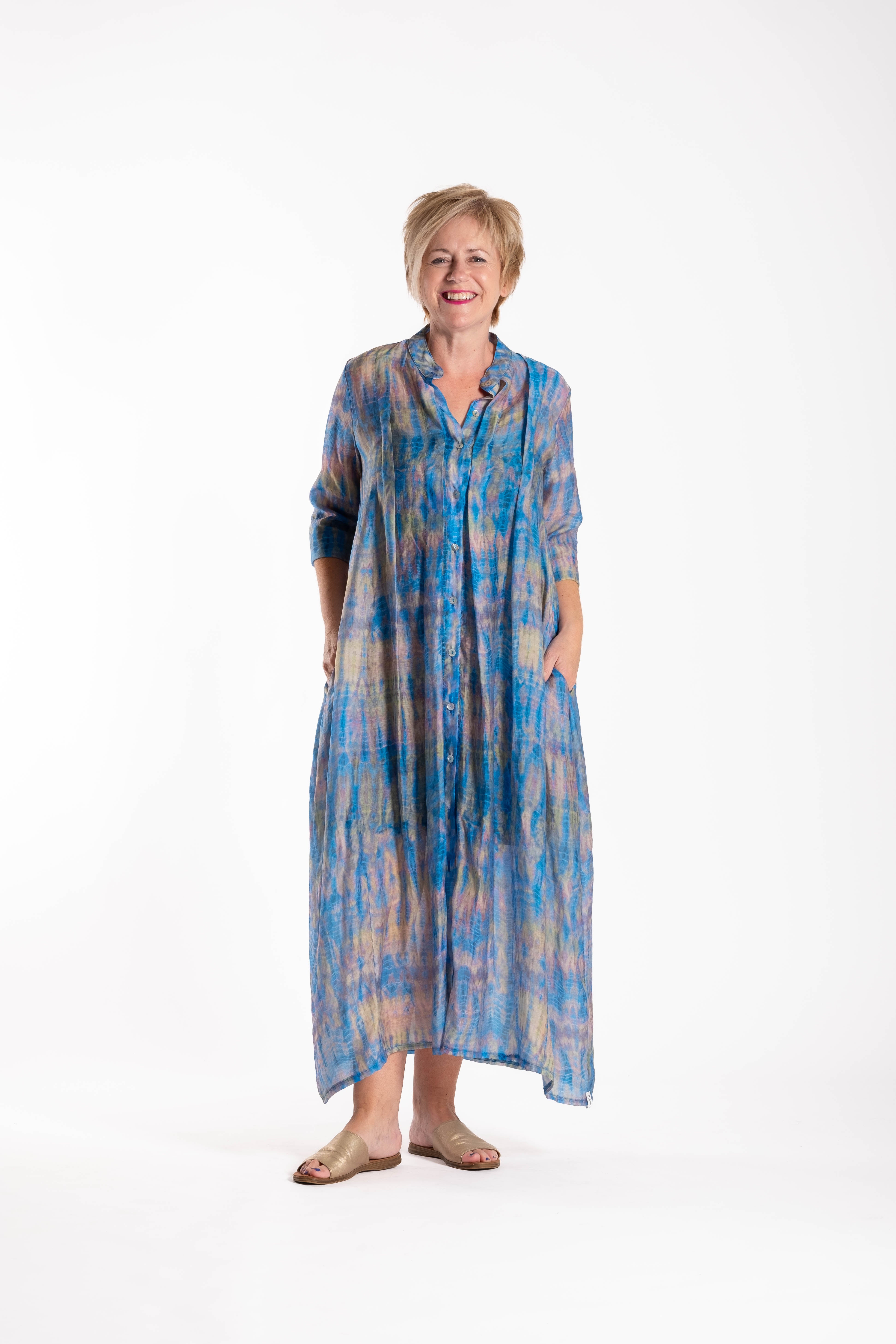 French Me Dress Tie Dyed Blue