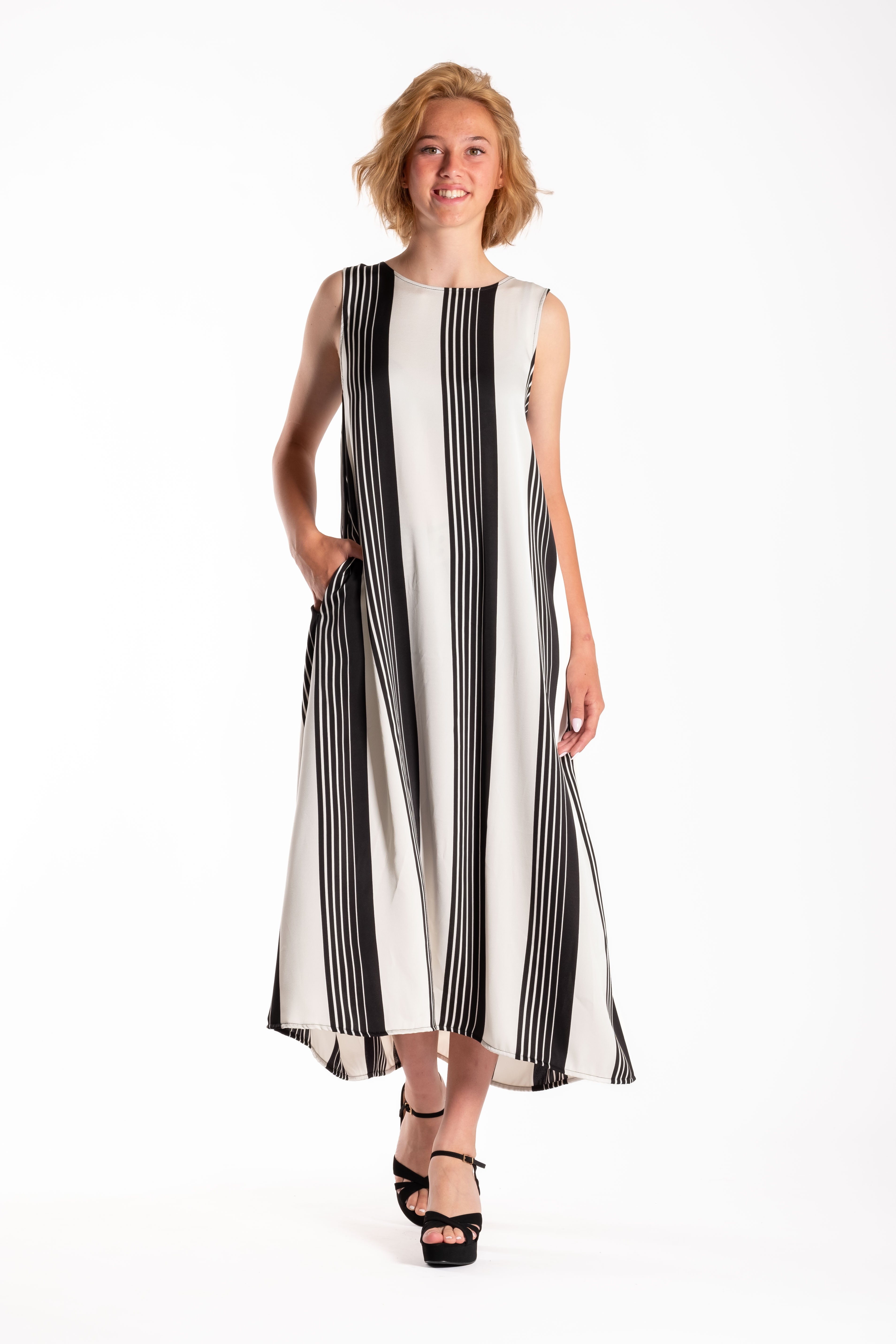 Tasmin Dress Divided Stripes