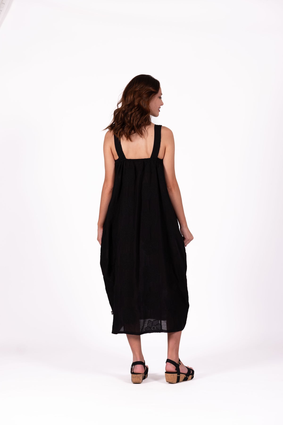 Strap Dress Textured Noir