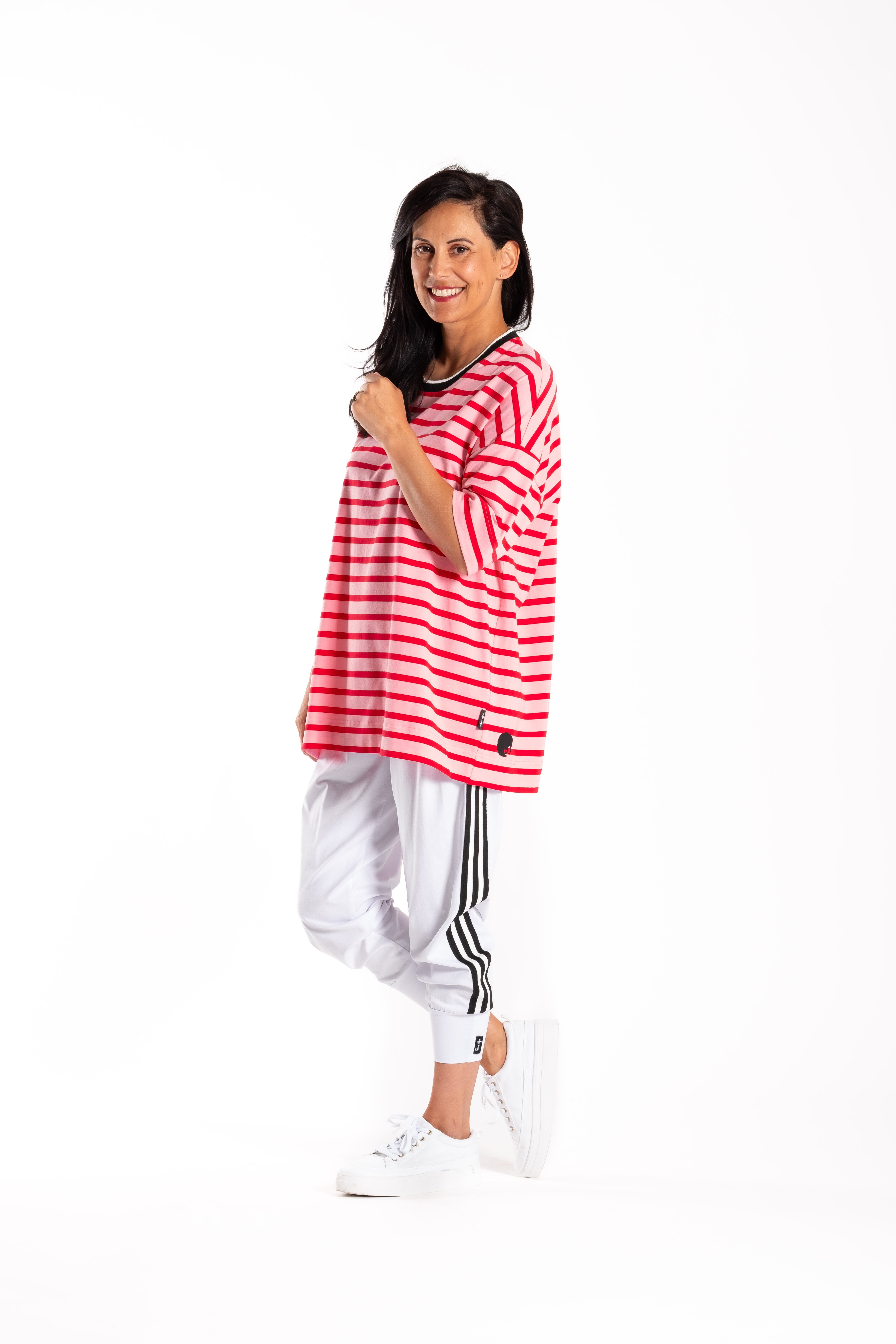 Jellicoe Box Tee Red & Pink Stripe
