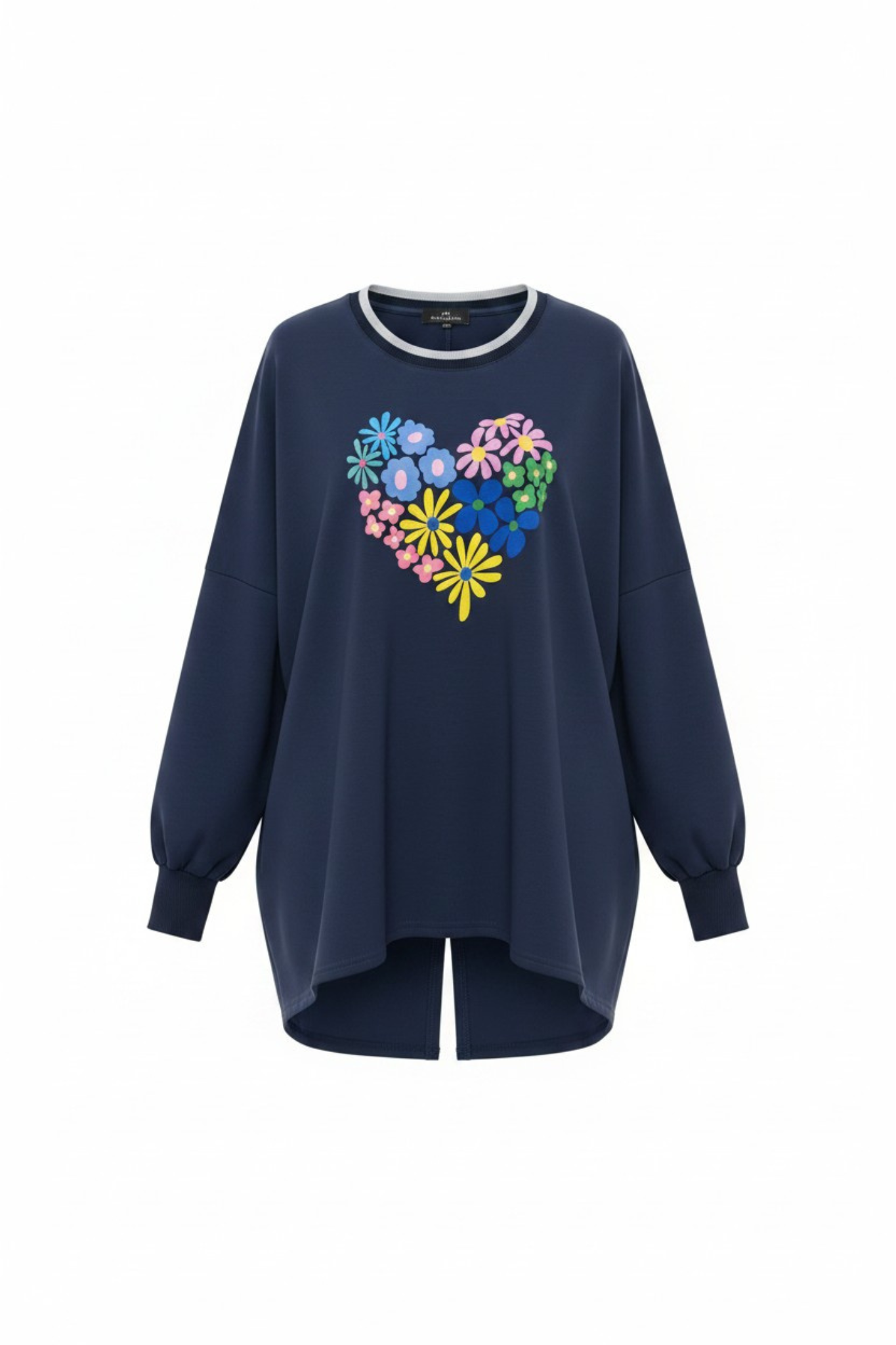 Relaxed Sweatshirt Navy Flower Heart