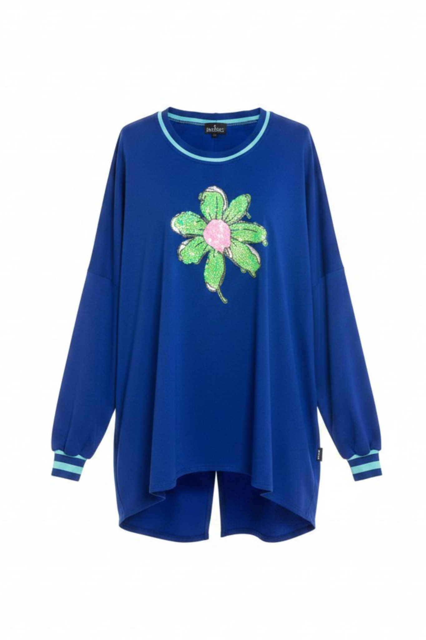 Relaxed Sweatshirt Cobalt with Sequin Flower
