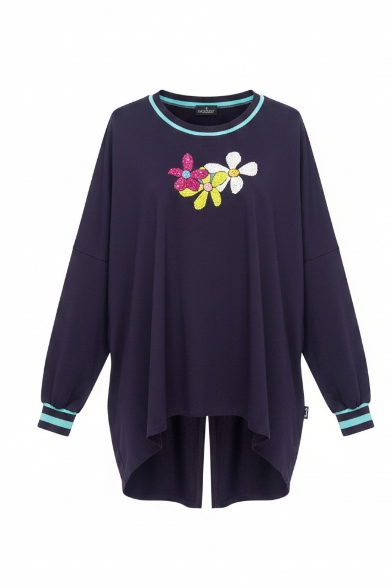 Relaxed Sweatshirt Plum with Sequin Flower