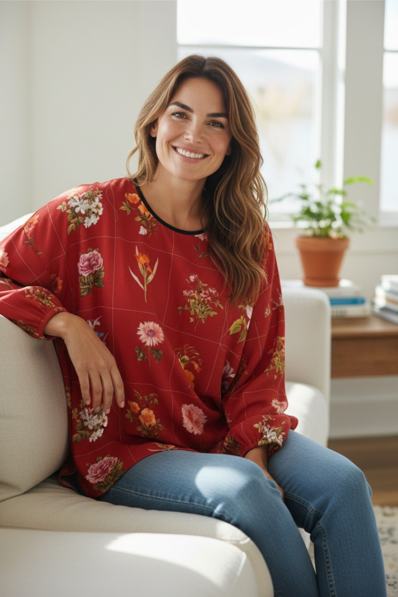 Relaxed Top Crimson Blooms