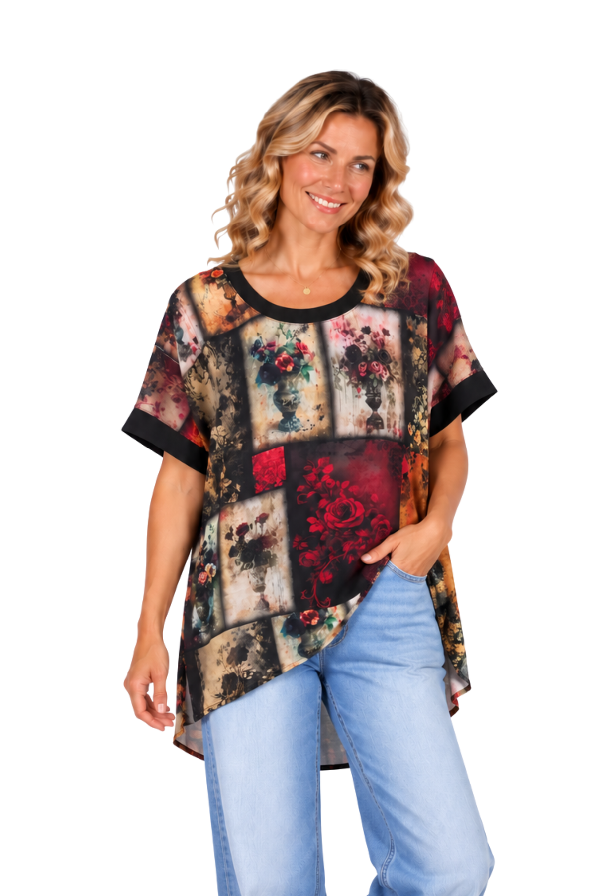 Pleat Back Top Moody Blooms