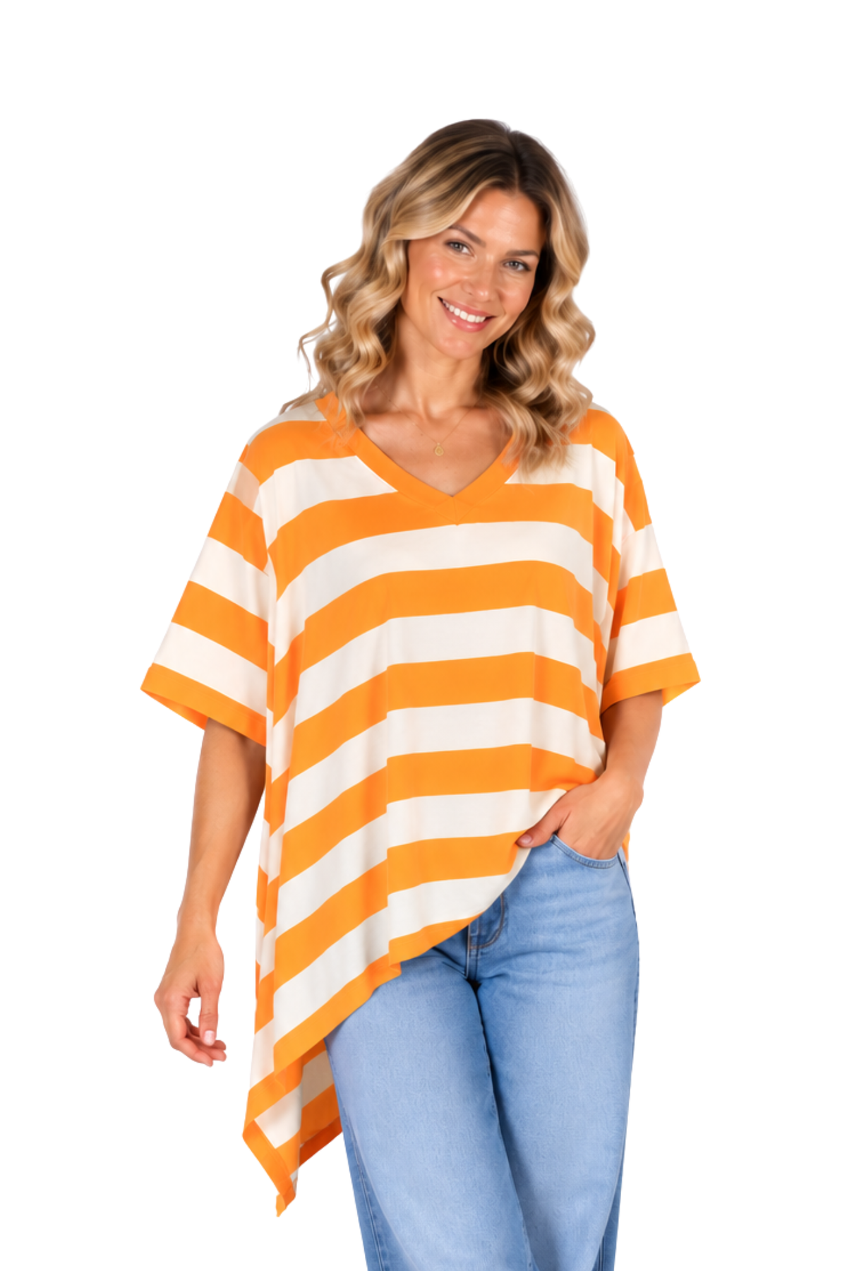 Harper Angled Tee Orange Stripe