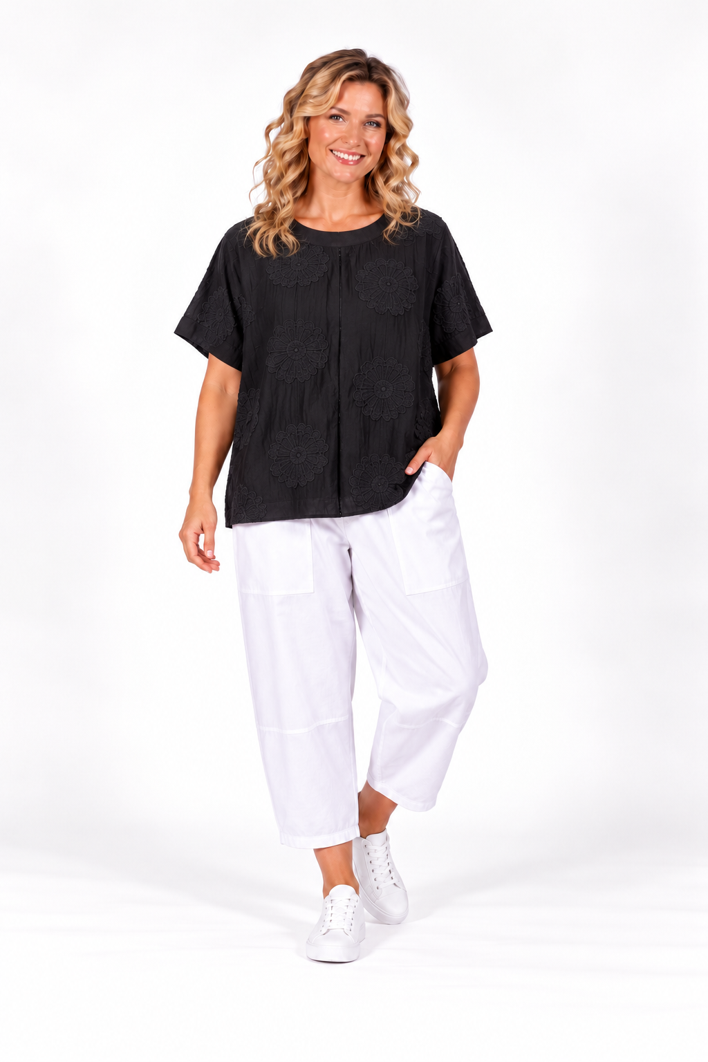 Talia Top Textured Noir
