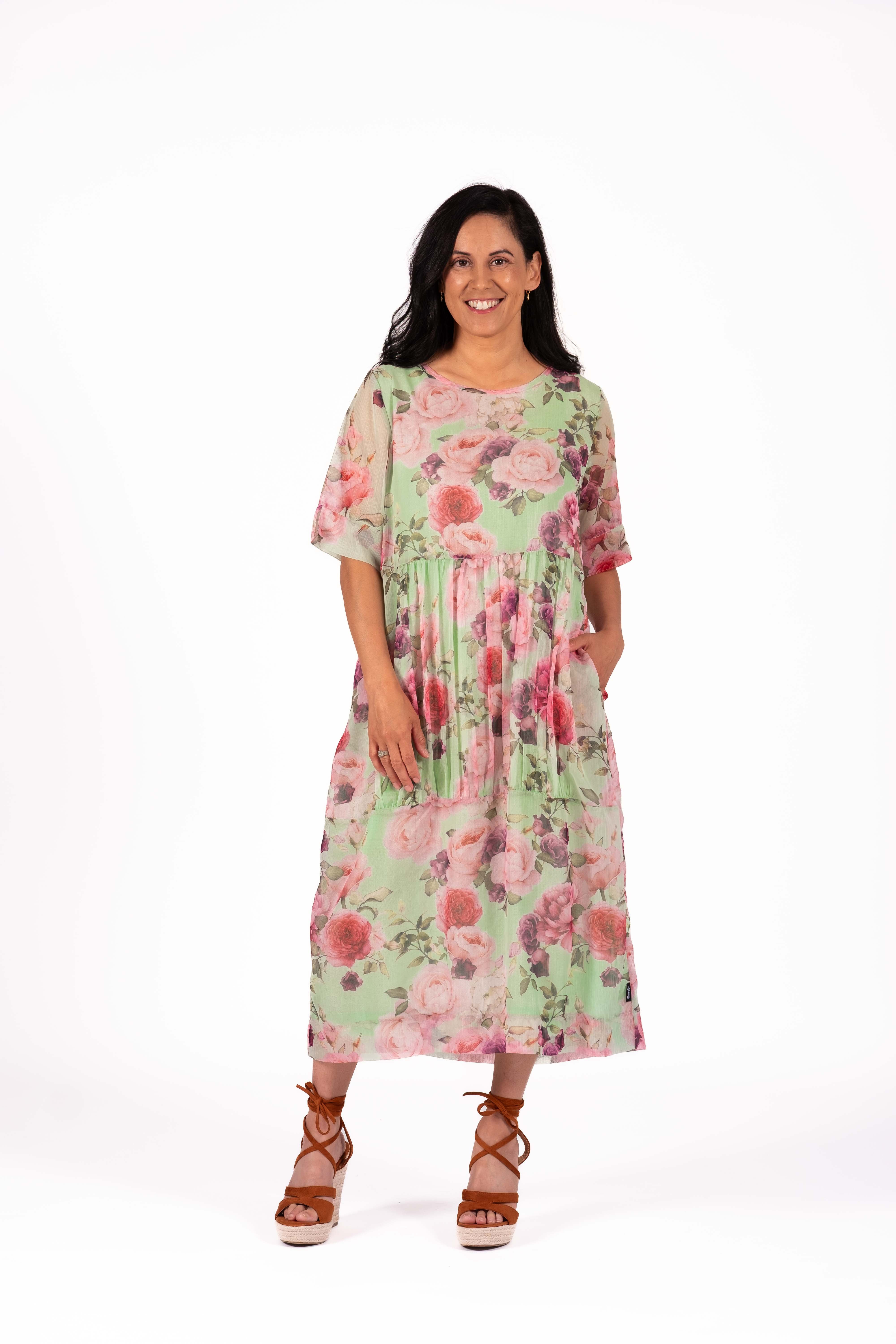 Jordan Dress Watercolour Rose