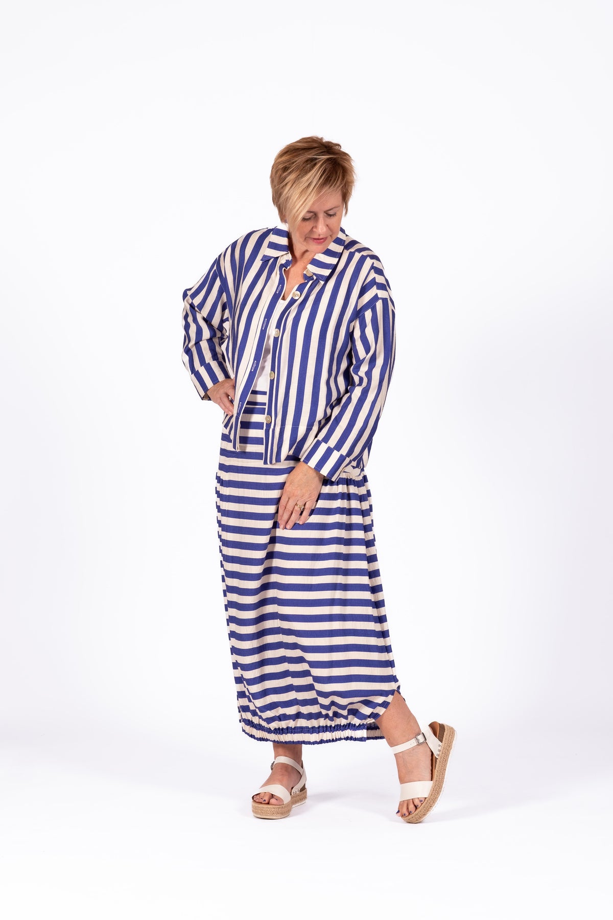 Hope Skirt French Blue Stripe