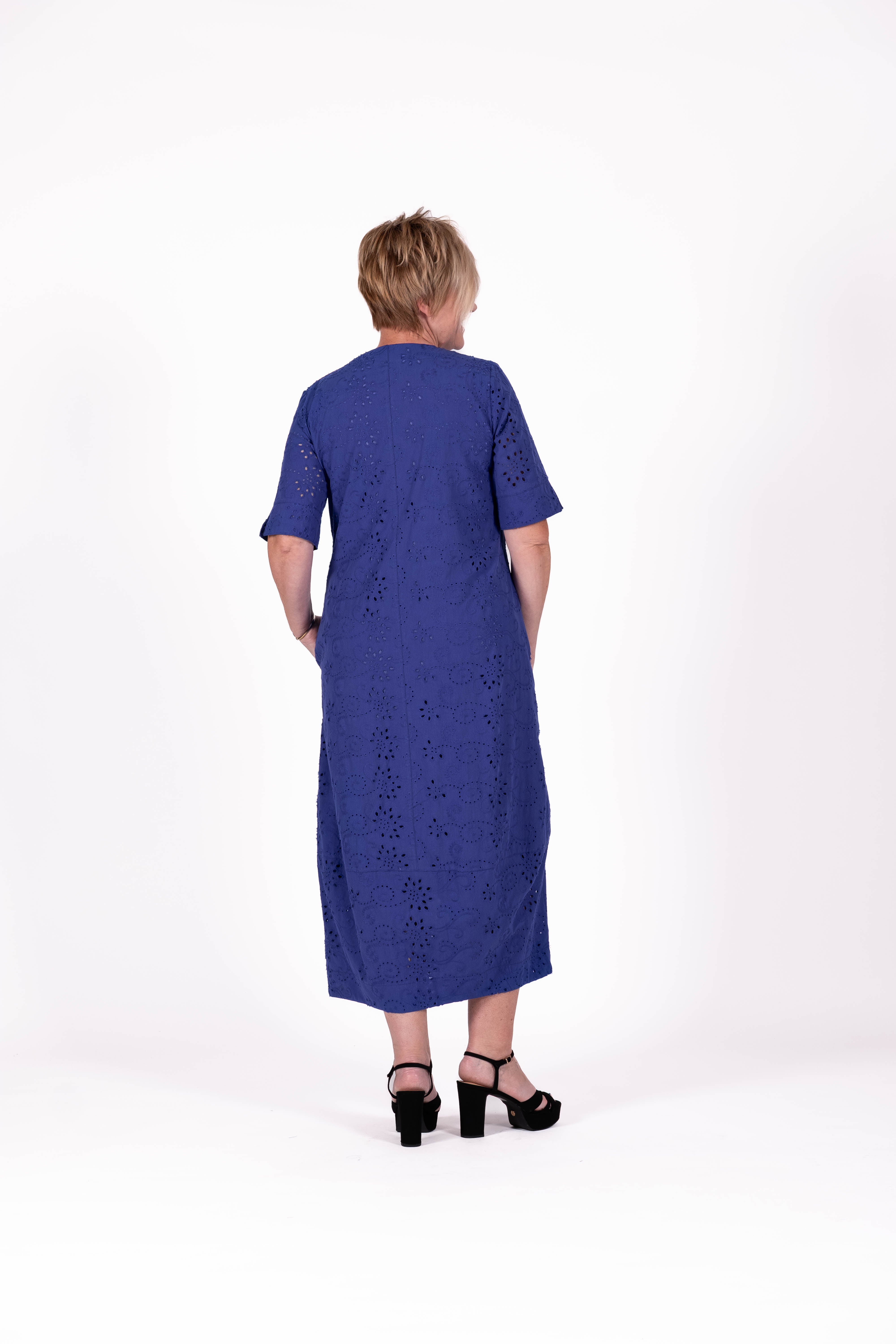 Coco Dress Cobalt Embroidery