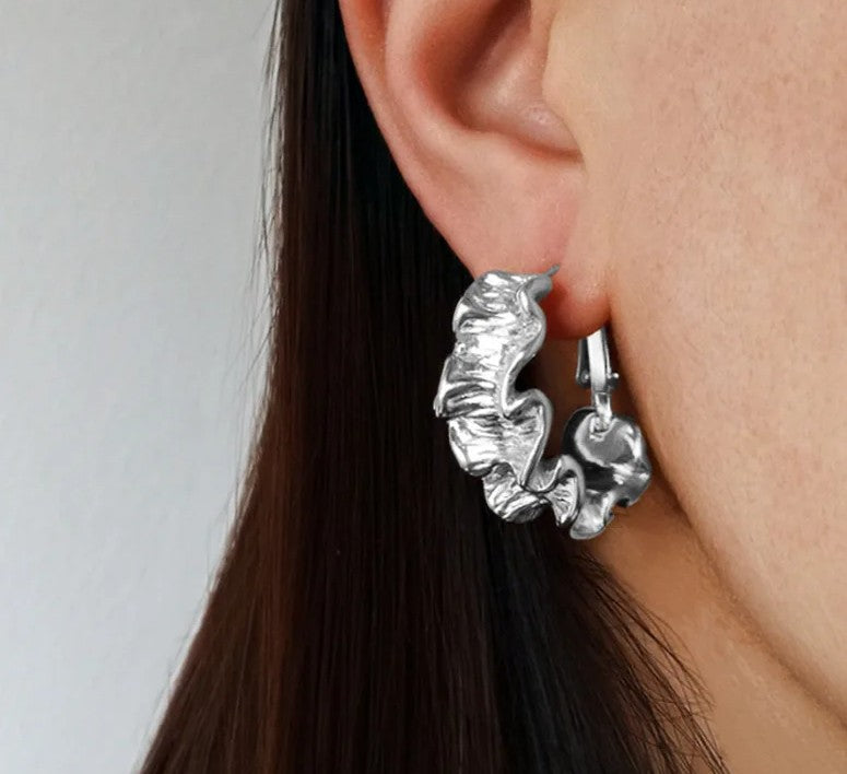 Gather Hoop Earrings Silver