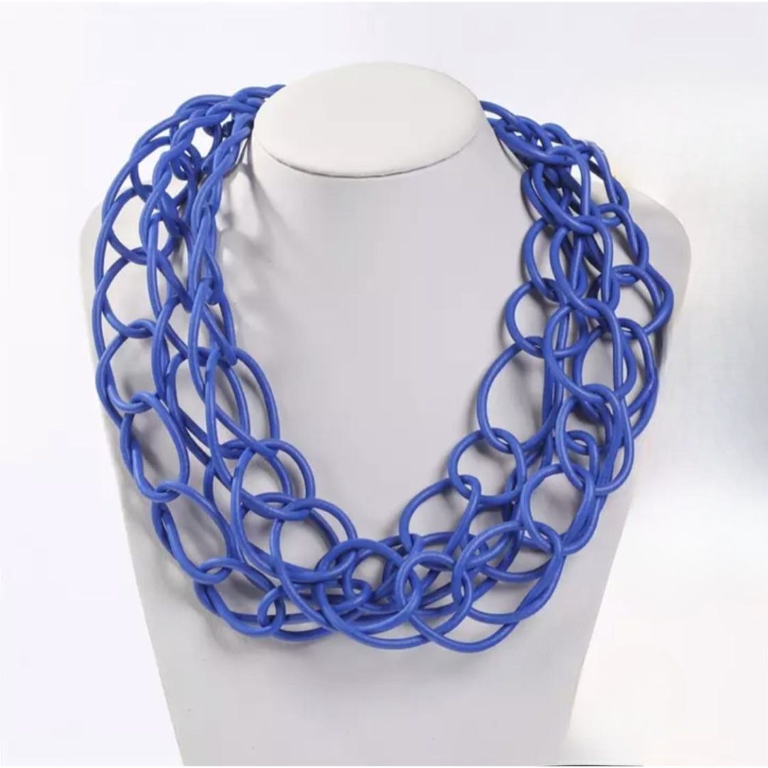 Necklace - Chain Rubber  Blue