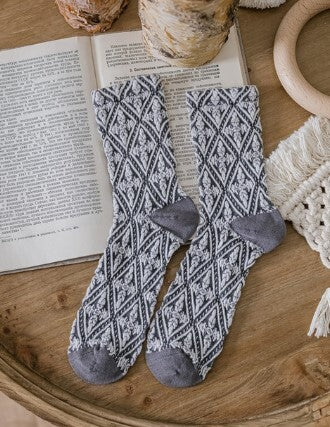 Socks - Grey White Pattern