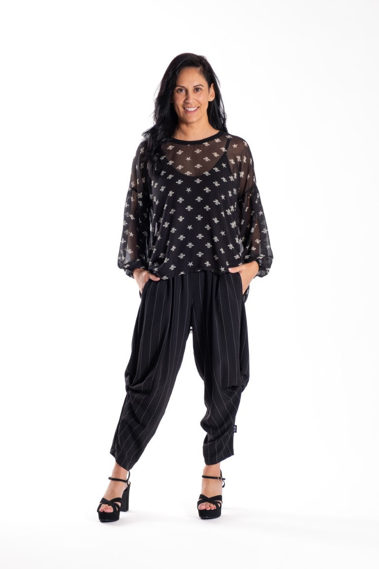 Tulle Sleeve Top Bees