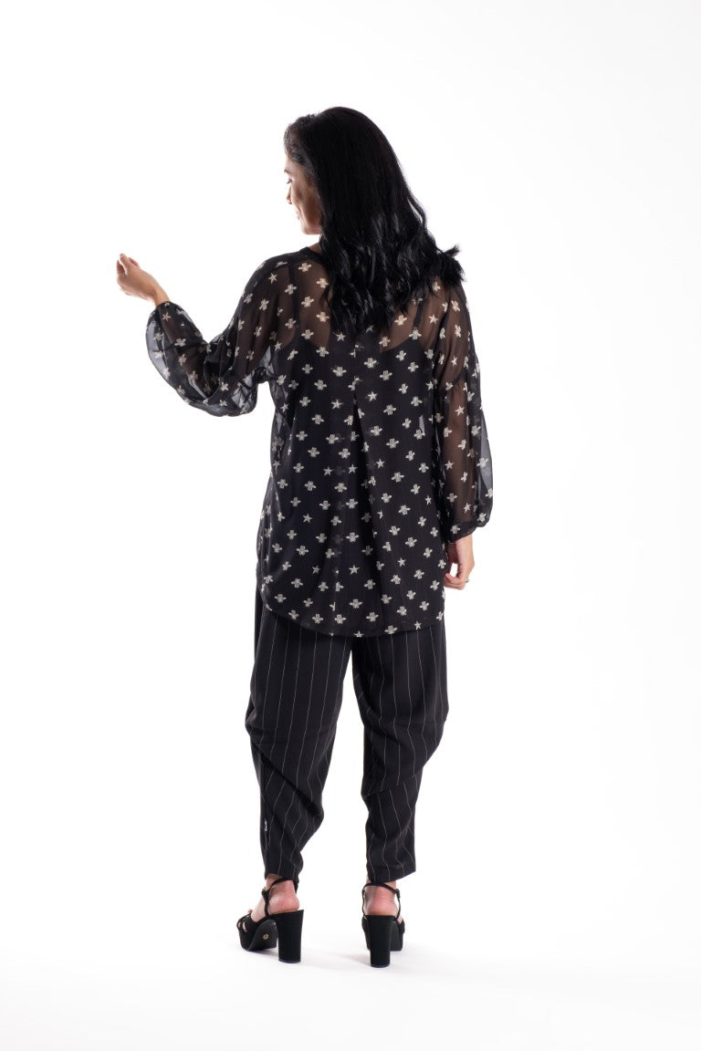 Tulle Sleeve Top Bees