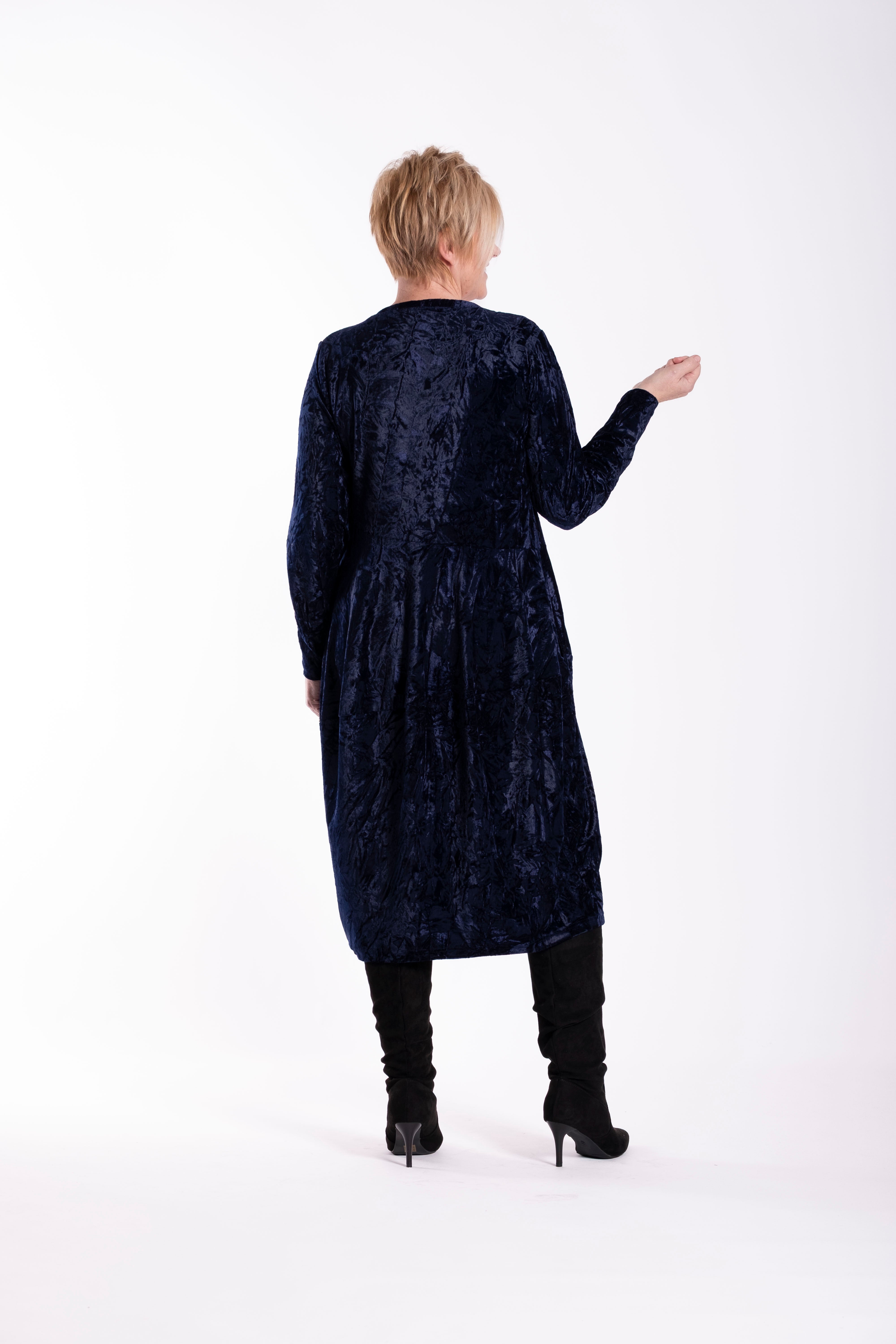 Chelsie Dress Lux Crushed Navy Velvet