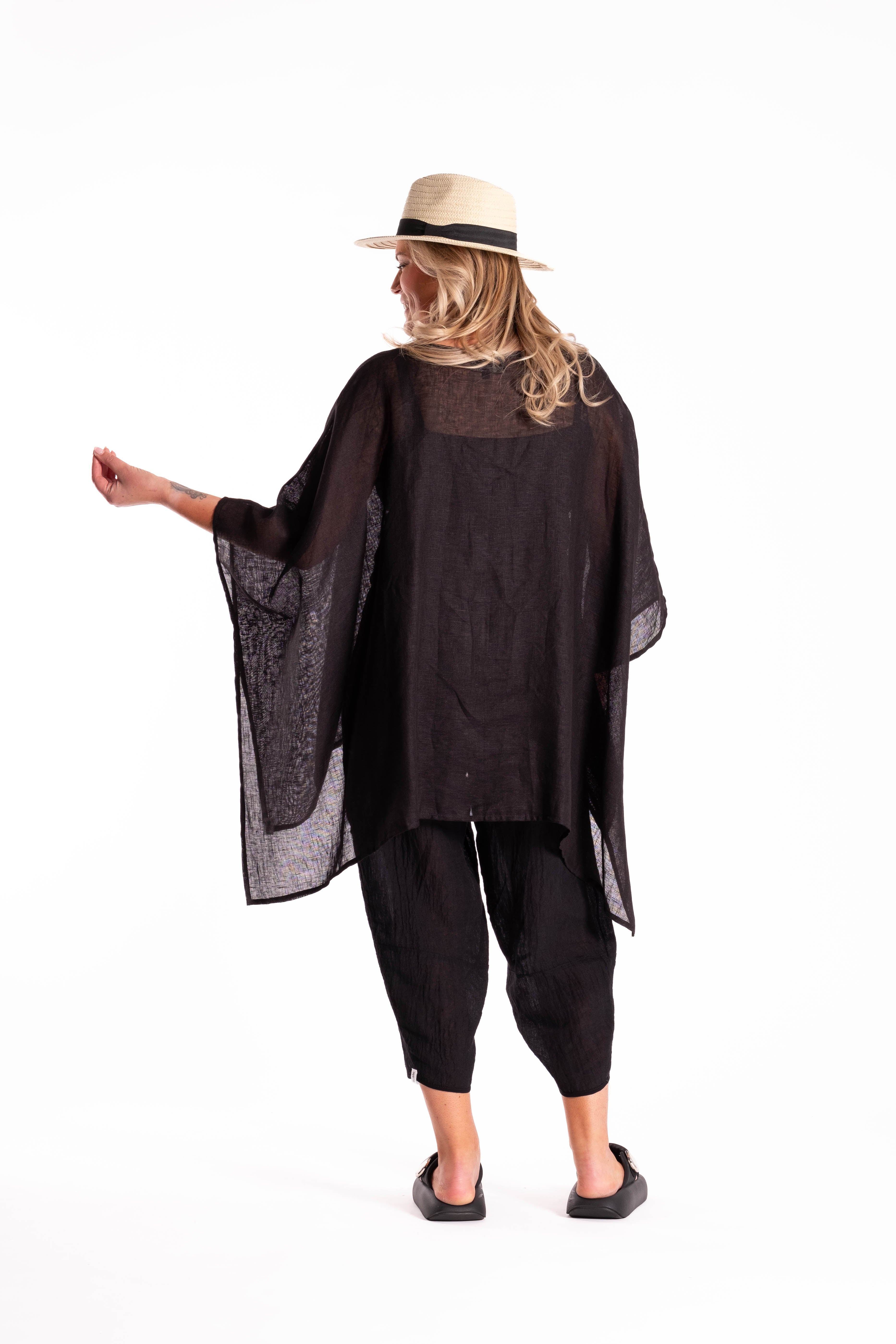 Mimi Top Black Linen - Onesize
