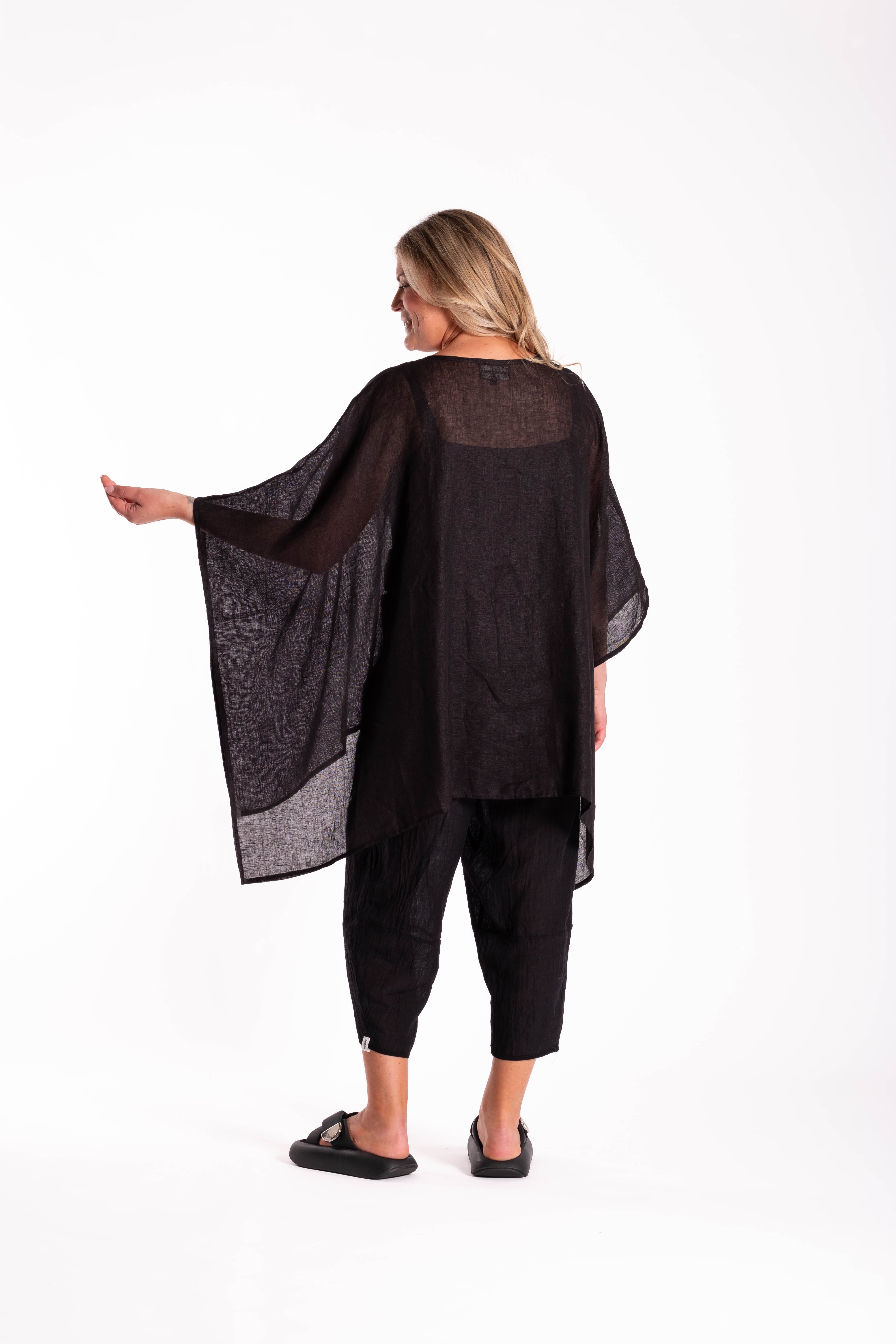 Mimi Top Black Linen - Onesize